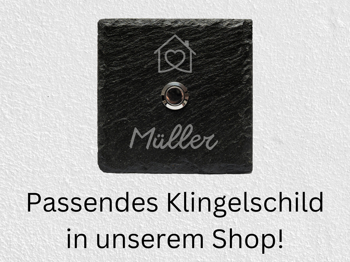 Hausnummer aus Schiefer mit Straßenname 20x20 cm - Haus - UV-Druck