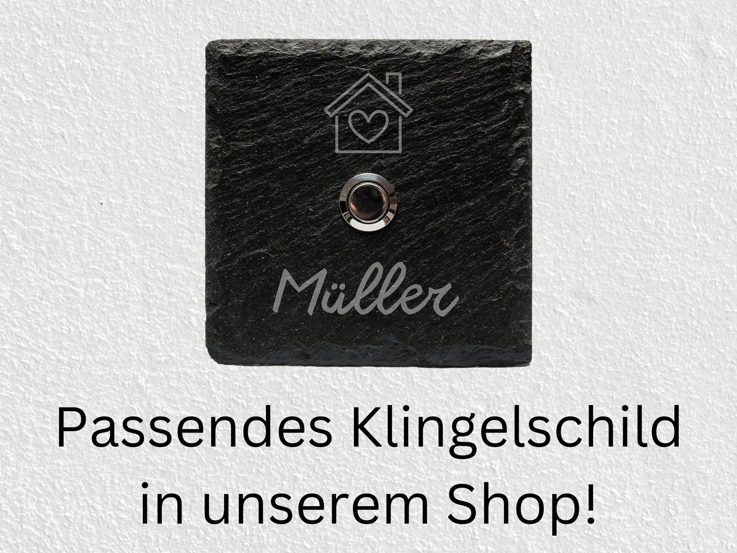 Hausnummer aus Schiefer mit Straßenname 20x20 cm - Haus - UV-Druck