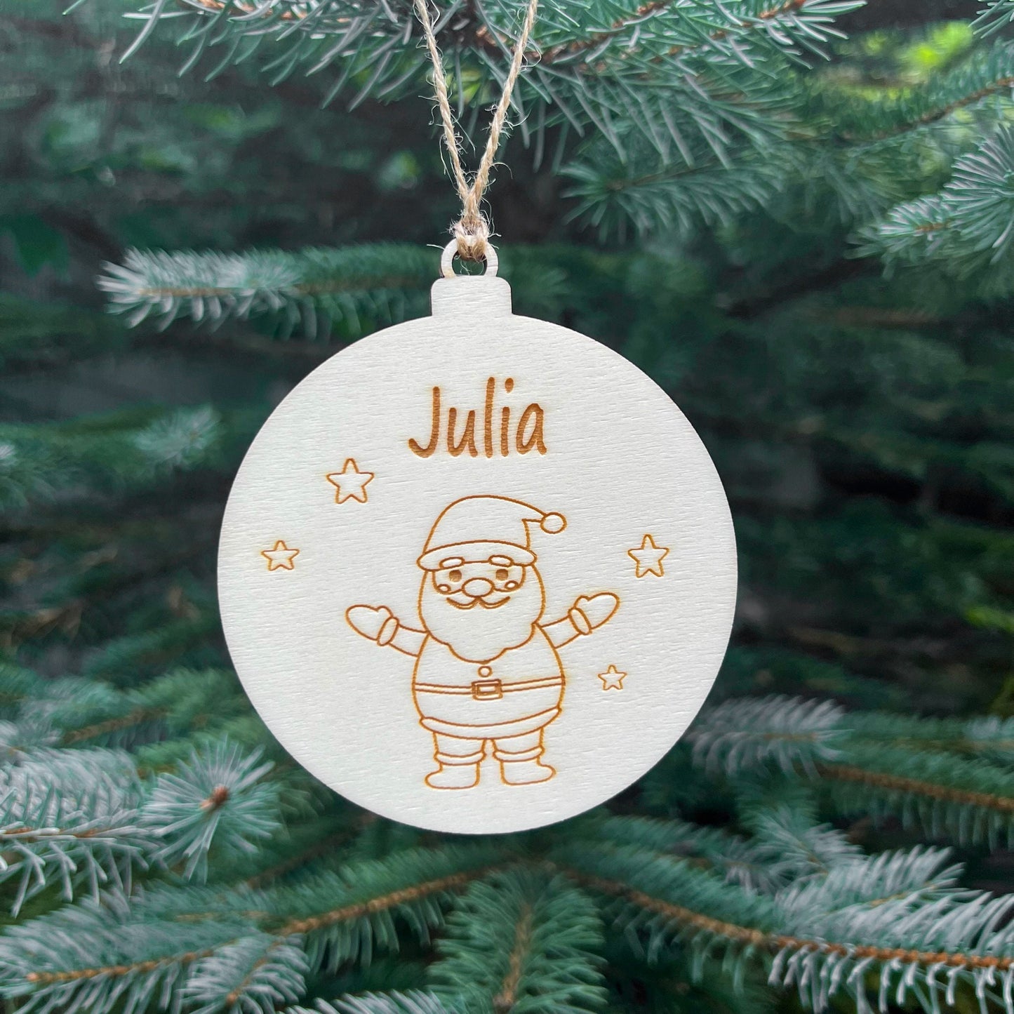 Weihnachtsbaumkugel aus Holz - Lasergraviert