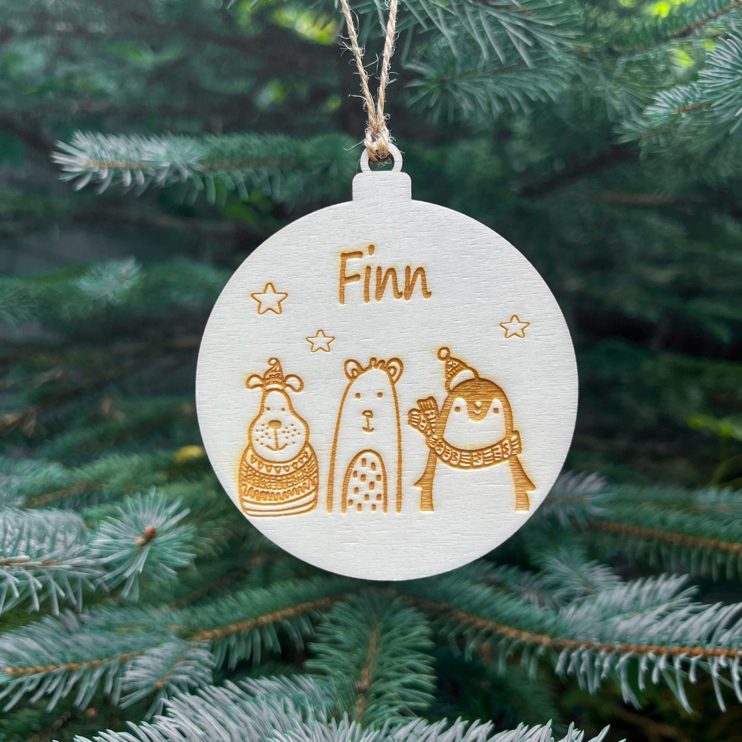 Weihnachtsbaumkugel aus Holz - Lasergraviert