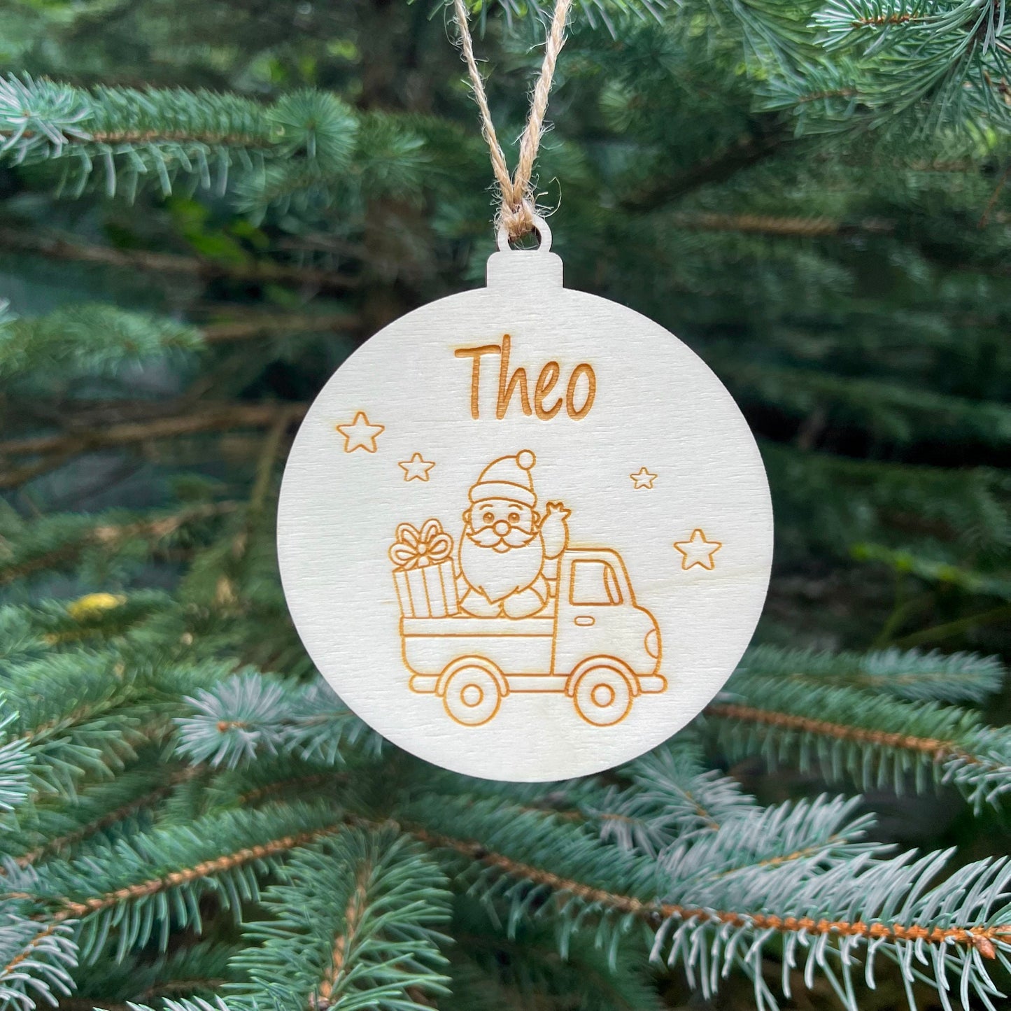 Weihnachtsbaumkugel aus Holz - Lasergraviert