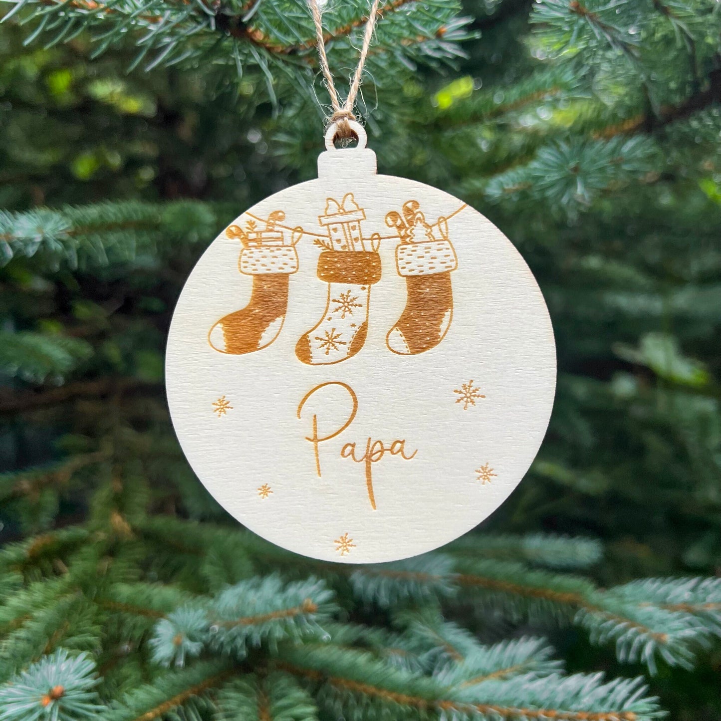Weihnachtsbaumkugel aus Holz - Lasergraviert