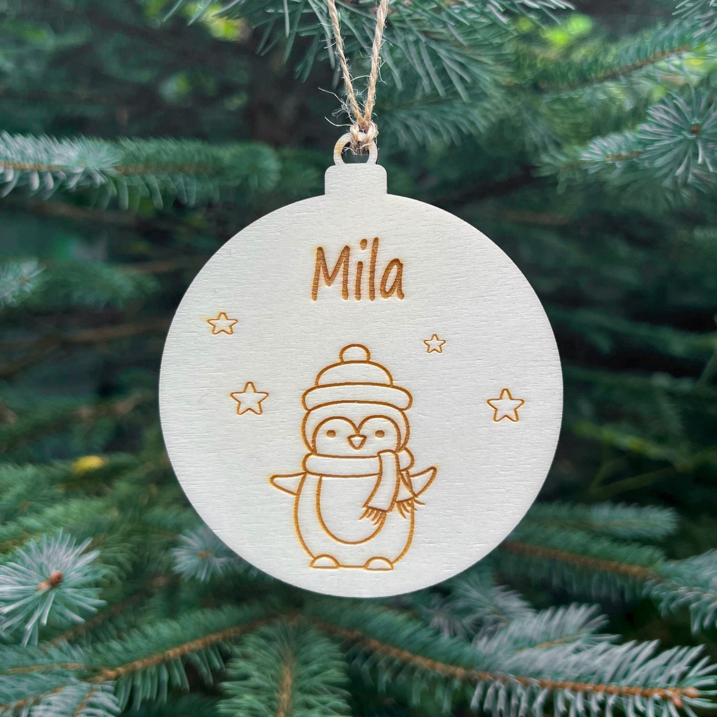 Weihnachtsbaumkugel aus Holz - Lasergraviert