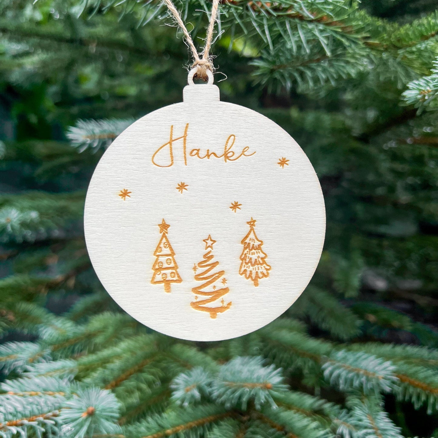 Weihnachtsbaumkugel aus Holz - Lasergraviert