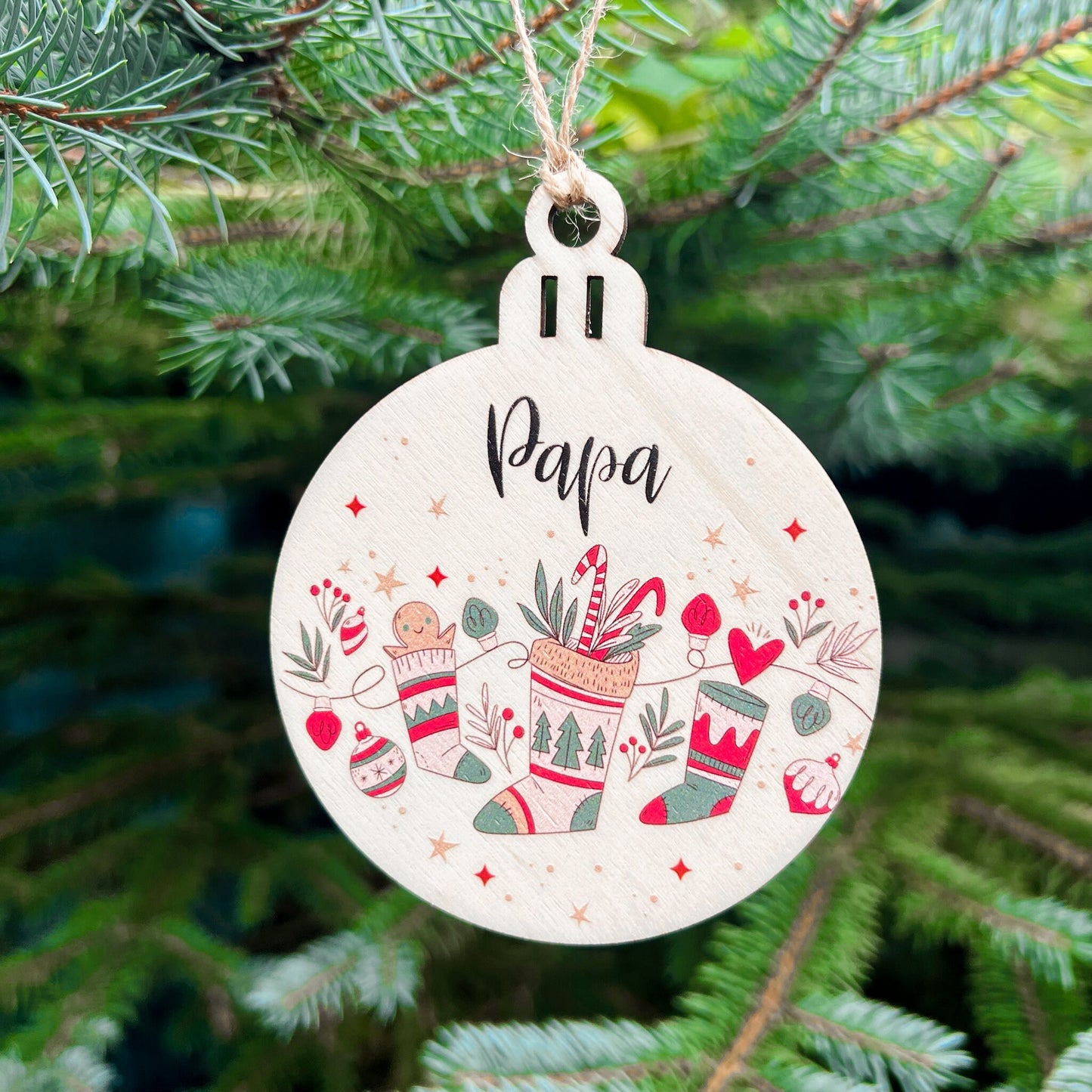 Weihnachtsbaumkugel aus Holz - UV Druck