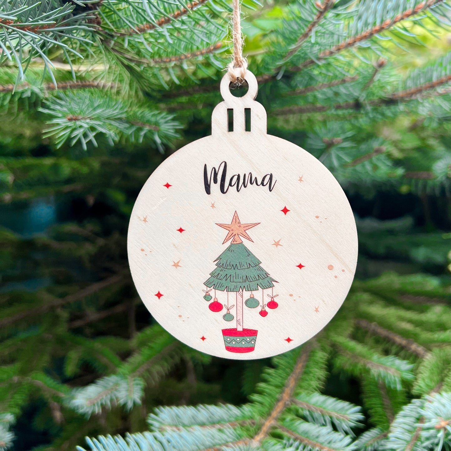 Weihnachtsbaumkugel aus Holz - UV Druck