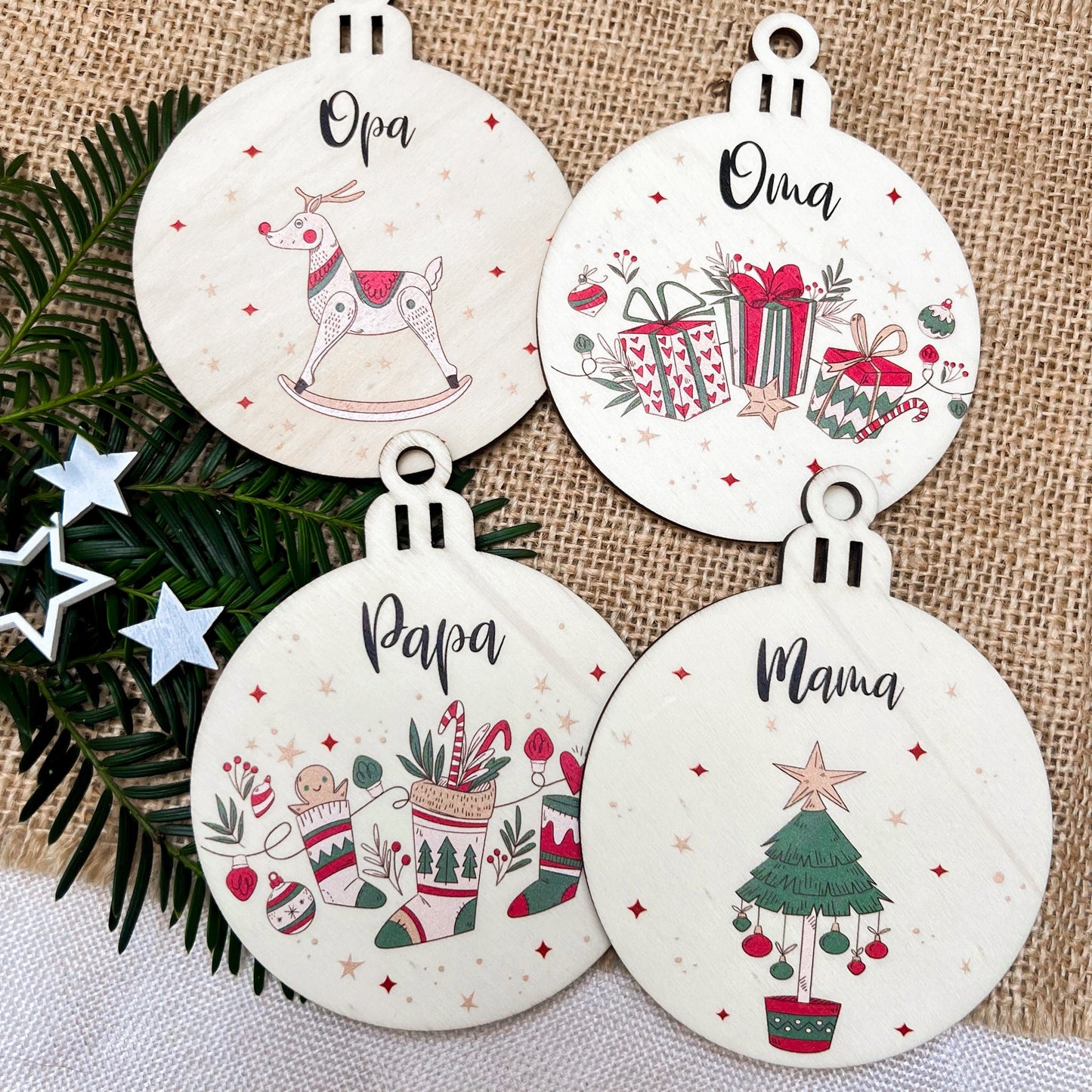 Weihnachtsbaumkugel aus Holz - UV Druck