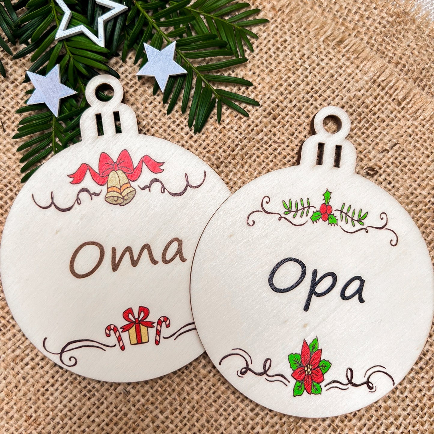 Weihnachtsbaumkugel aus Holz - UV Druck