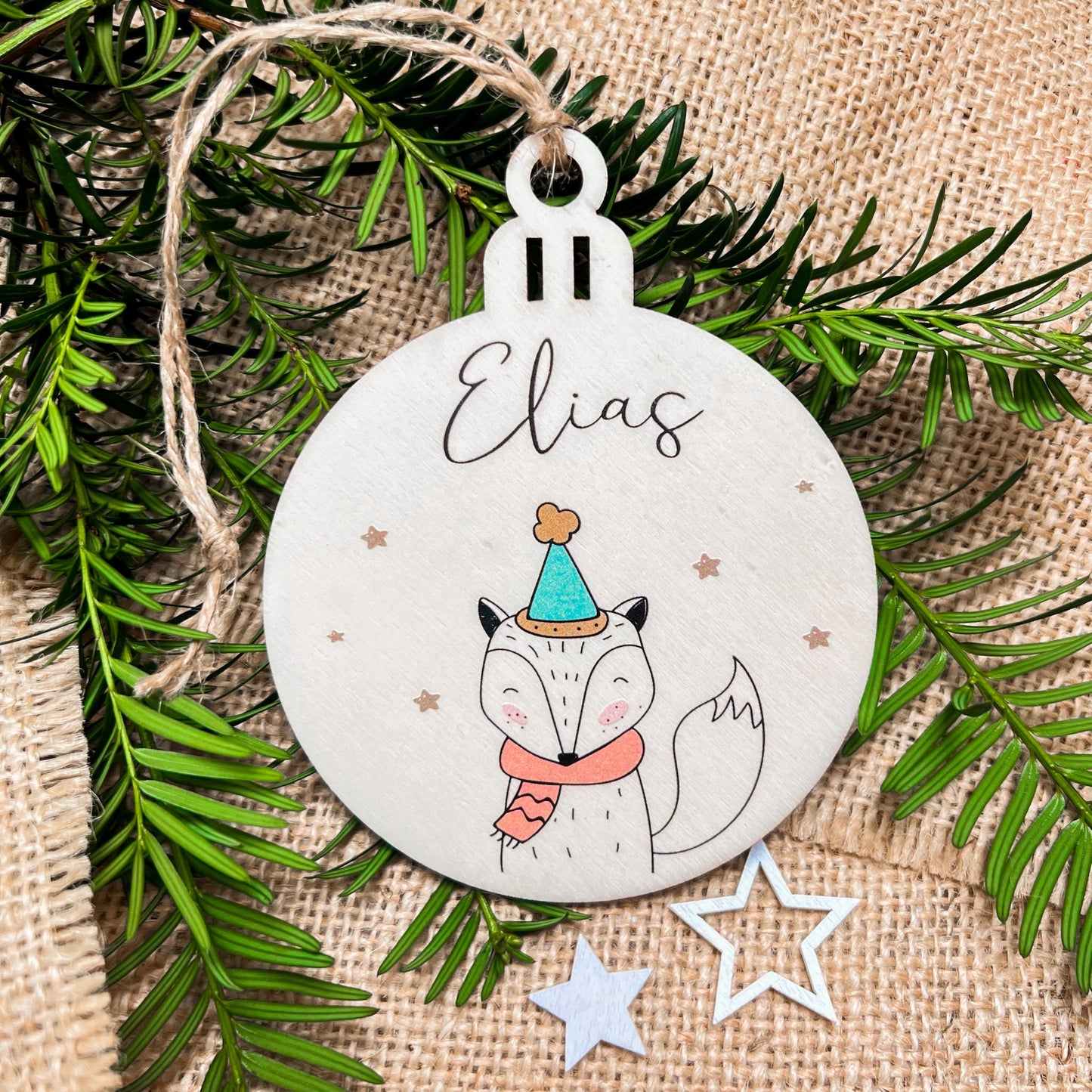 Weihnachtsbaumkugel aus Holz - UV Druck