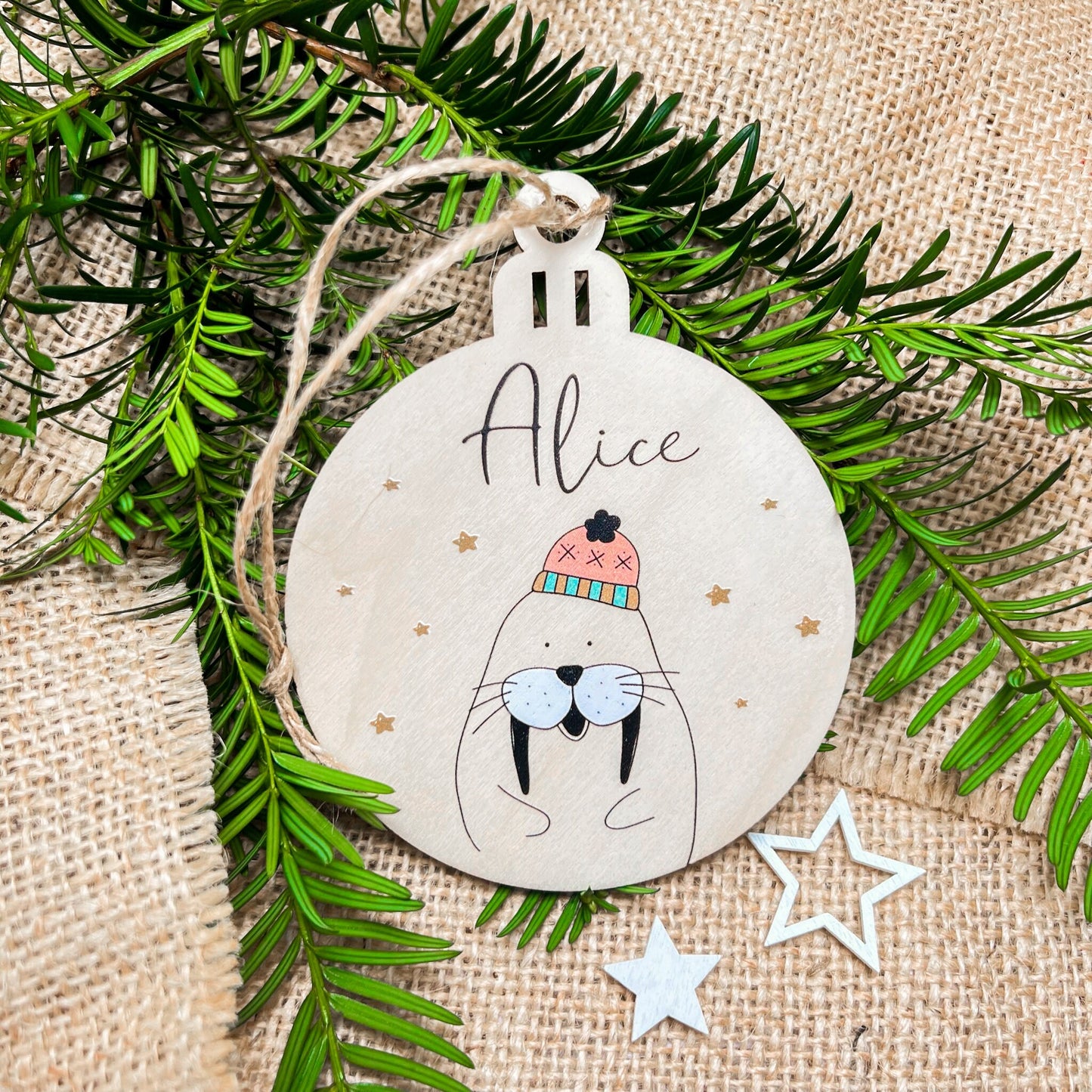 Weihnachtsbaumkugel aus Holz - UV Druck