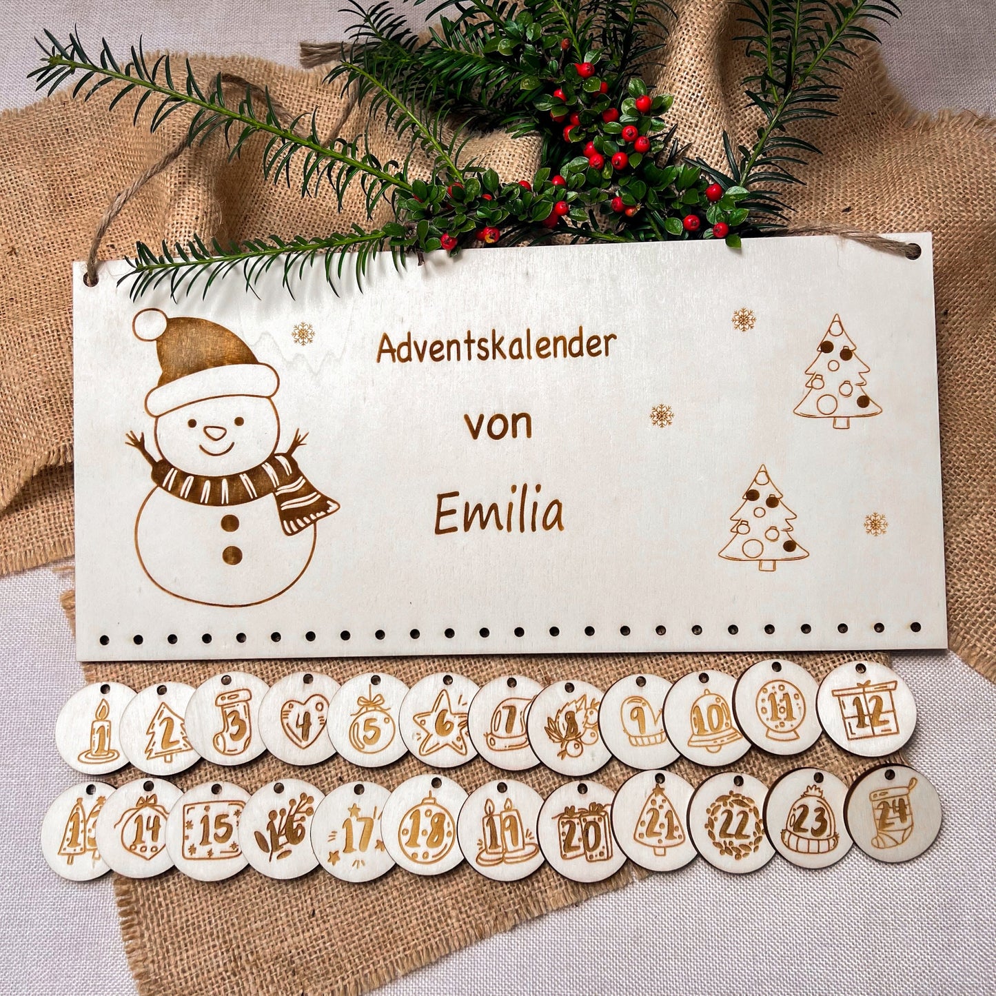 Adventskalender für Kinder - Motiv Schneemann