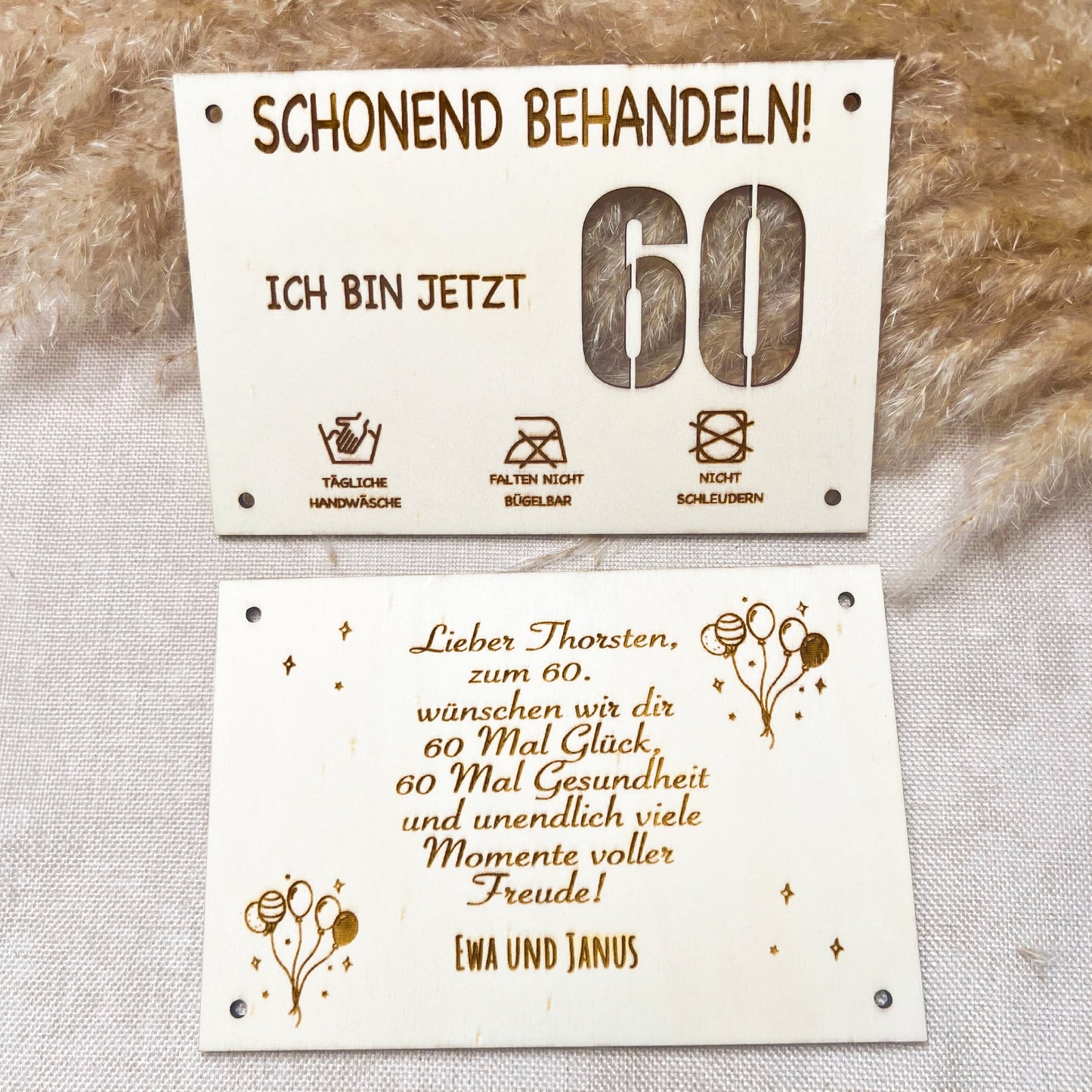 Geburtstagskarte - Schonend behandeln - Lasergraviert