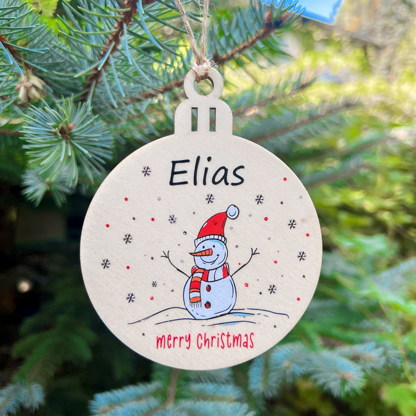 Weihnachtsbaumkugel aus Holz - UV Druck