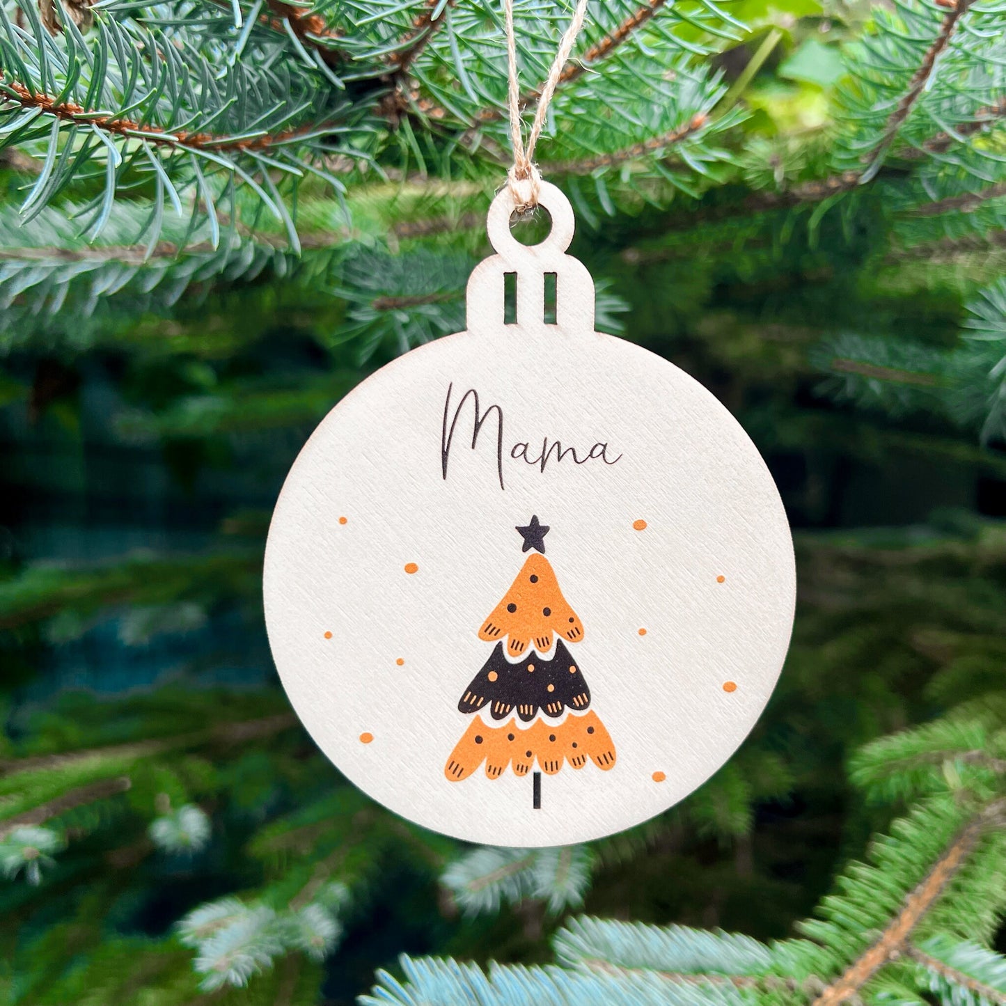 Weihnachtsbaumkugel aus Holz - UV Druck
