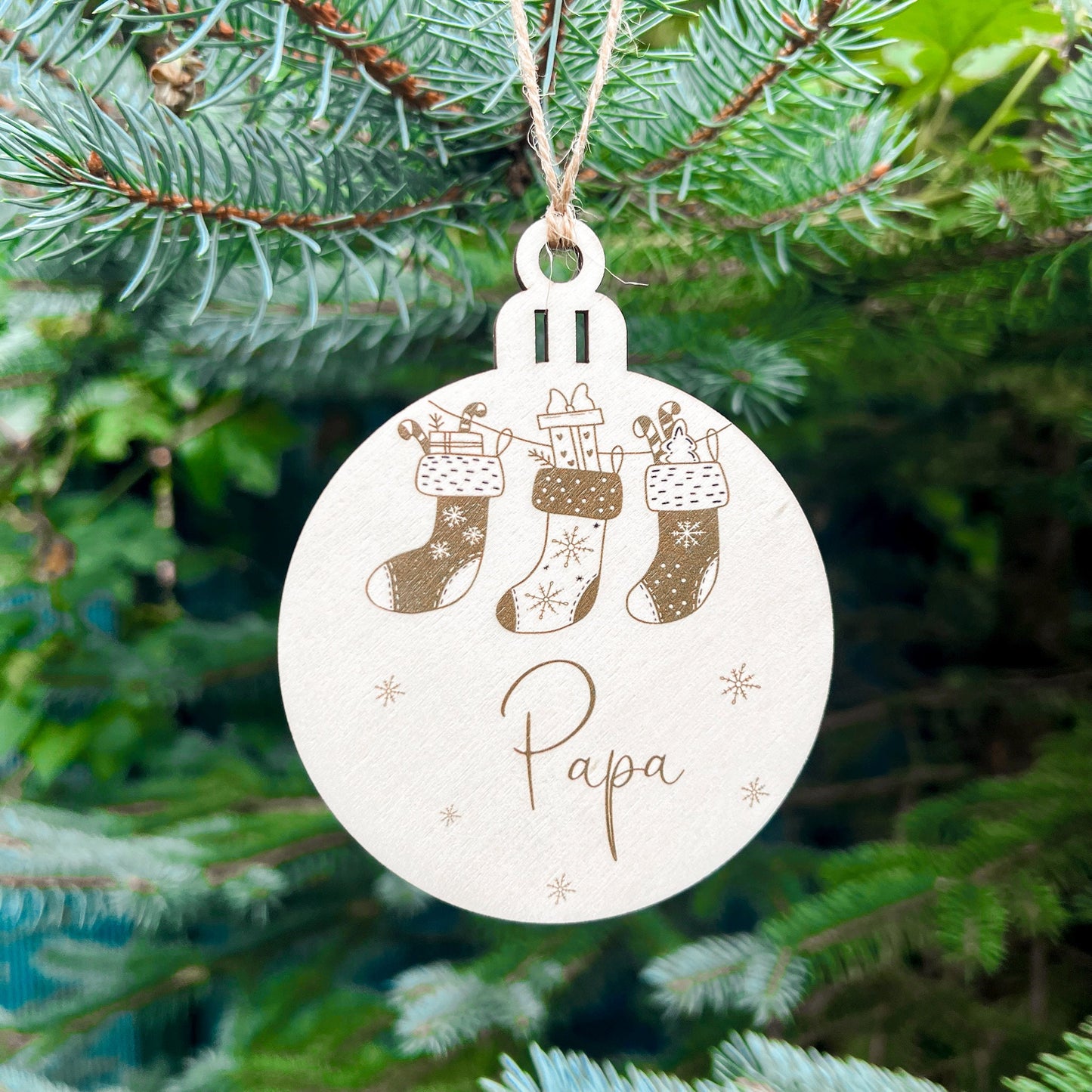 Weihnachtsbaumkugel aus Holz - UV Druck