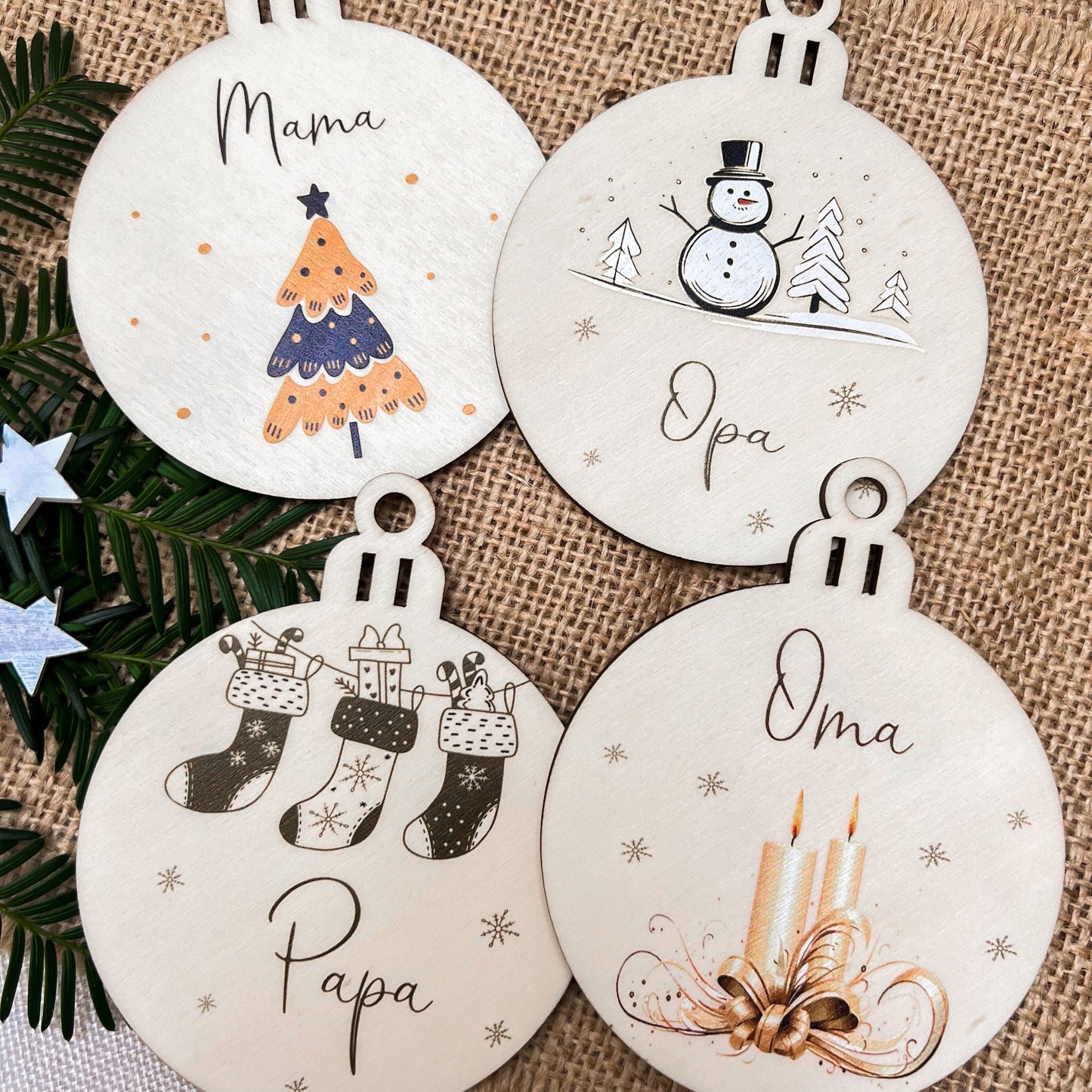Weihnachtsbaumkugel aus Holz - UV Druck