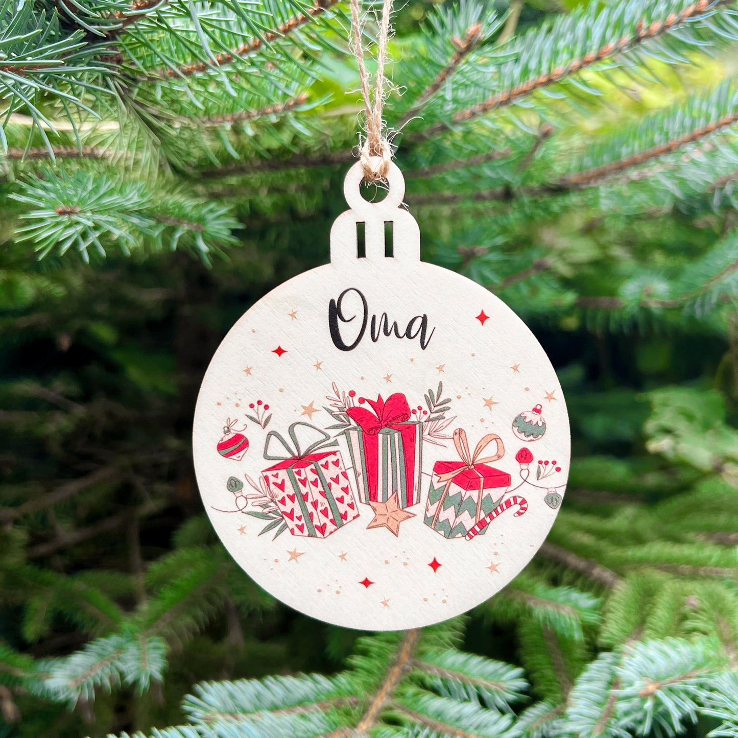 Weihnachtsbaumkugel aus Holz - UV Druck