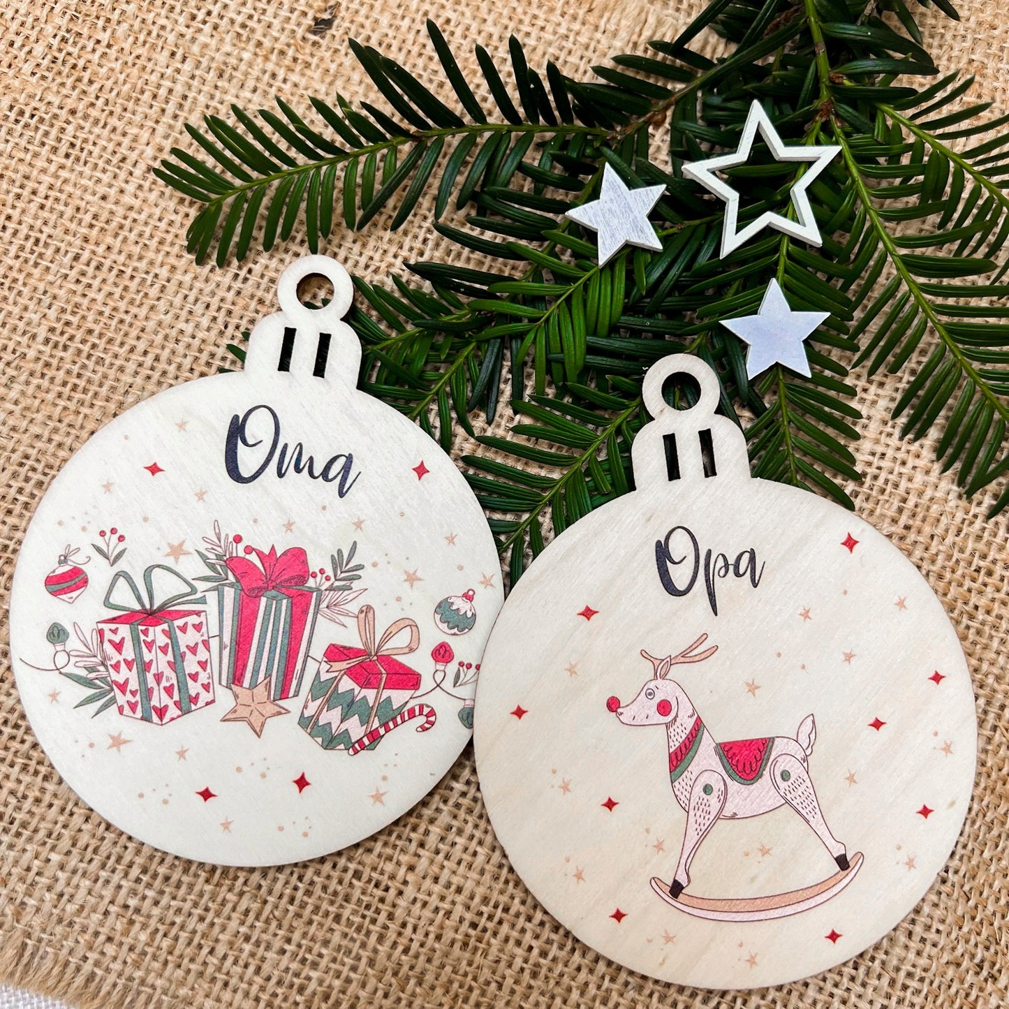 Weihnachtsbaumkugel aus Holz - UV Druck