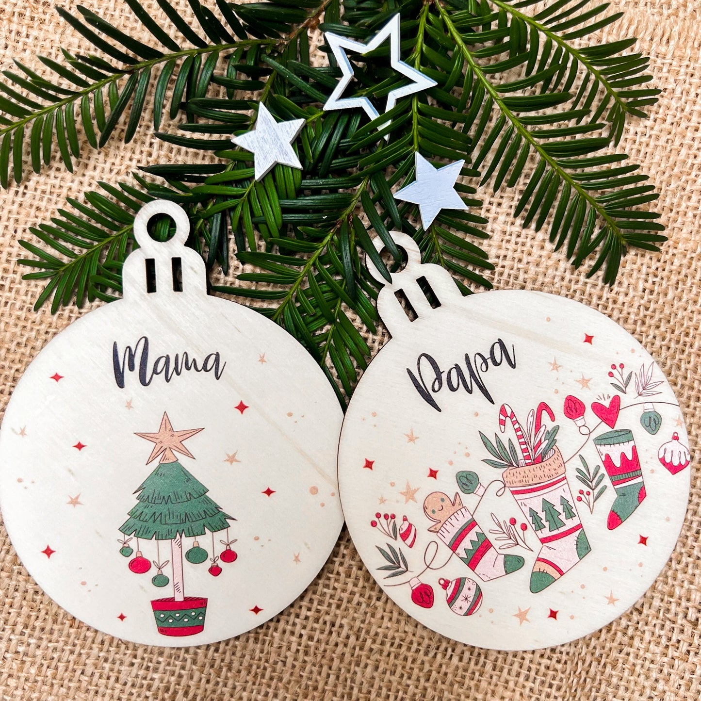 Weihnachtsbaumkugel aus Holz - UV Druck