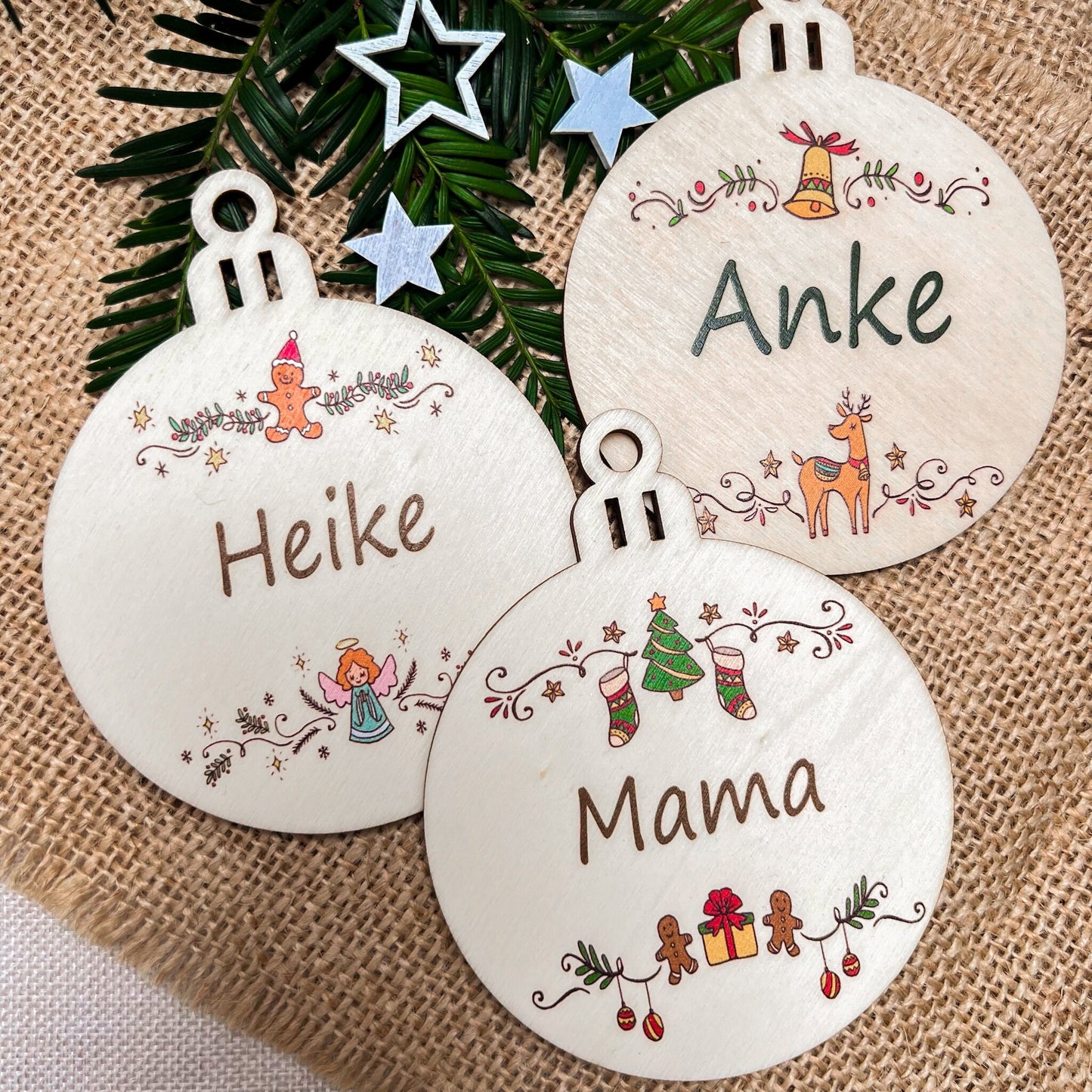 Weihnachtsbaumkugel aus Holz - UV Druck