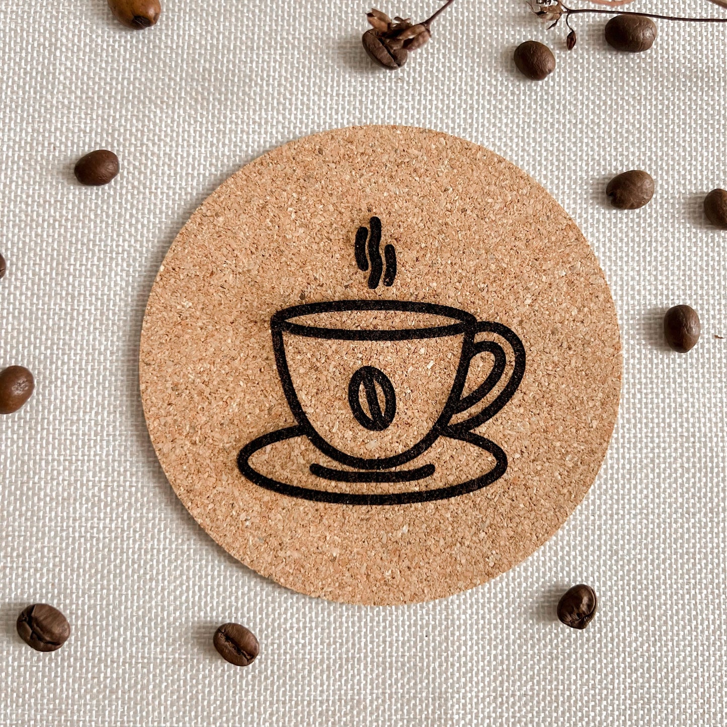 Untersetzer aus Kork - Kaffee Motive - Lasergraviert