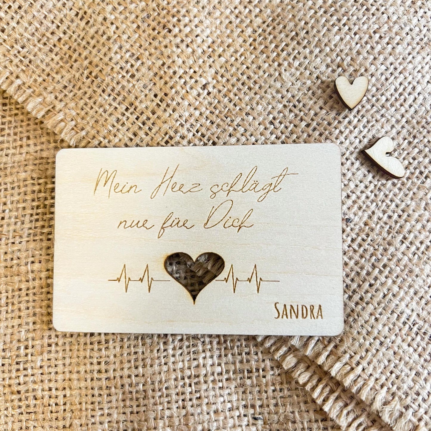 Liebesvisitenkarte mit Umschlag - Holz - Lasegraviert