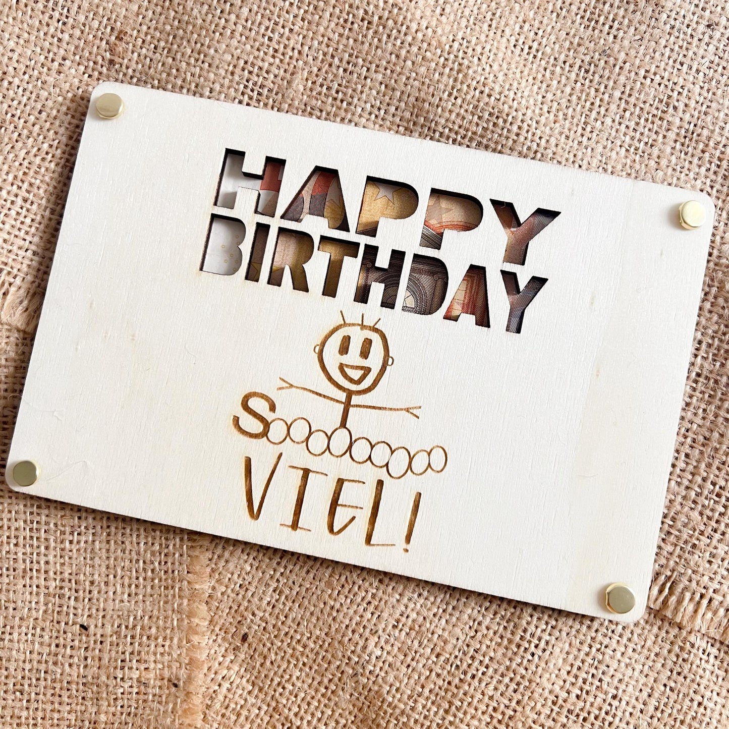 Geburtstagskarte - Happy Birthday Soooooo viel - Lasergraviert