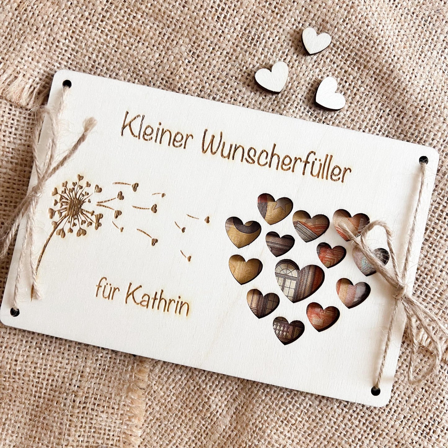 Geschenkkarte aus Holz - Wunscherfüller Pusteblume - Lasergraviert