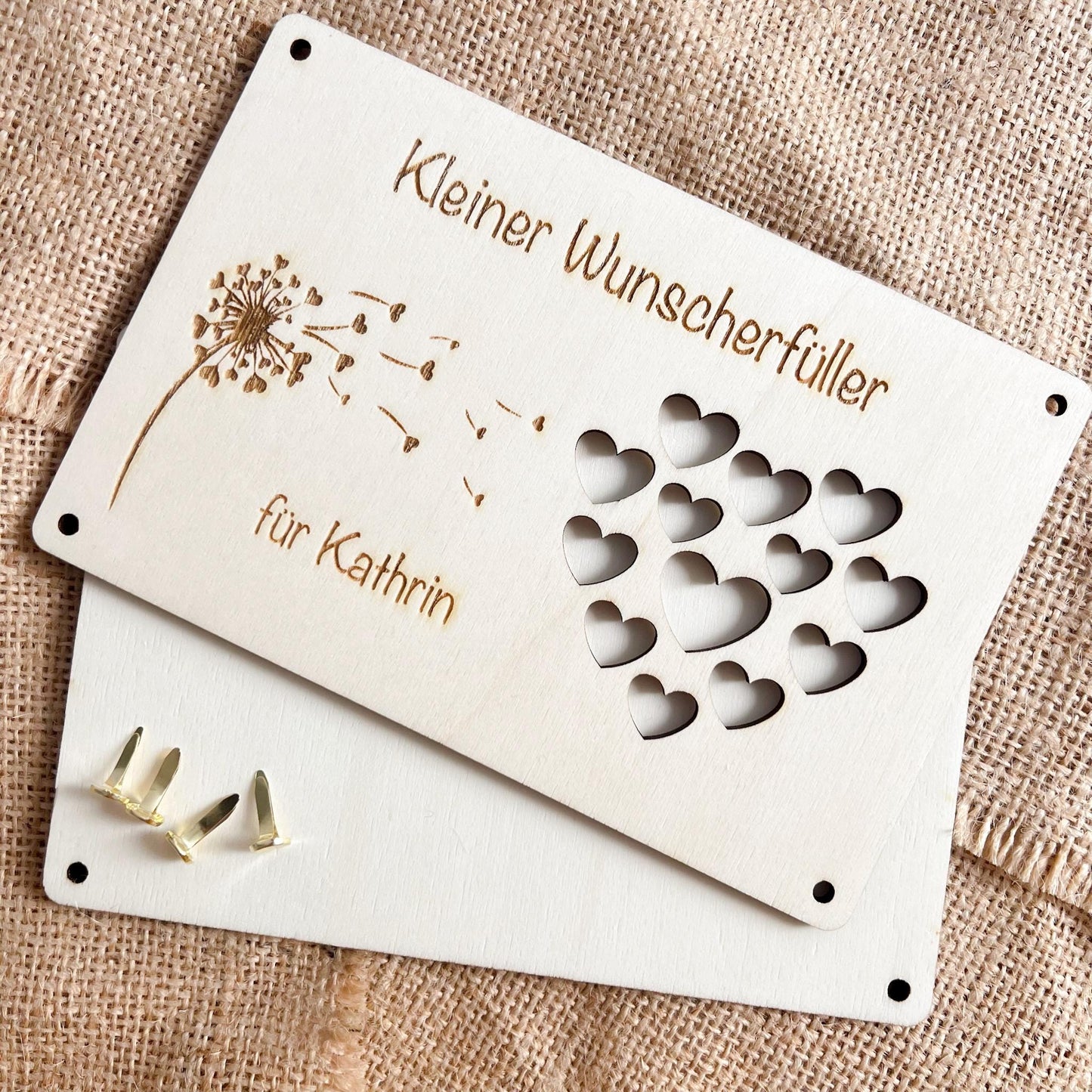 Geschenkkarte aus Holz - Wunscherfüller Pusteblume - Lasergraviert