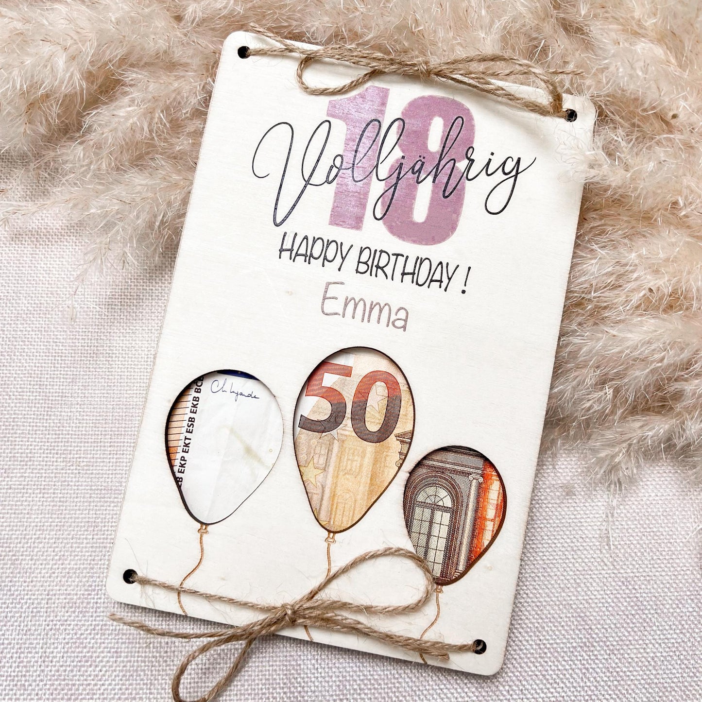 Geburtstagskarte 18 - Happy Birthday Hochkant Ballons - UV-Druck