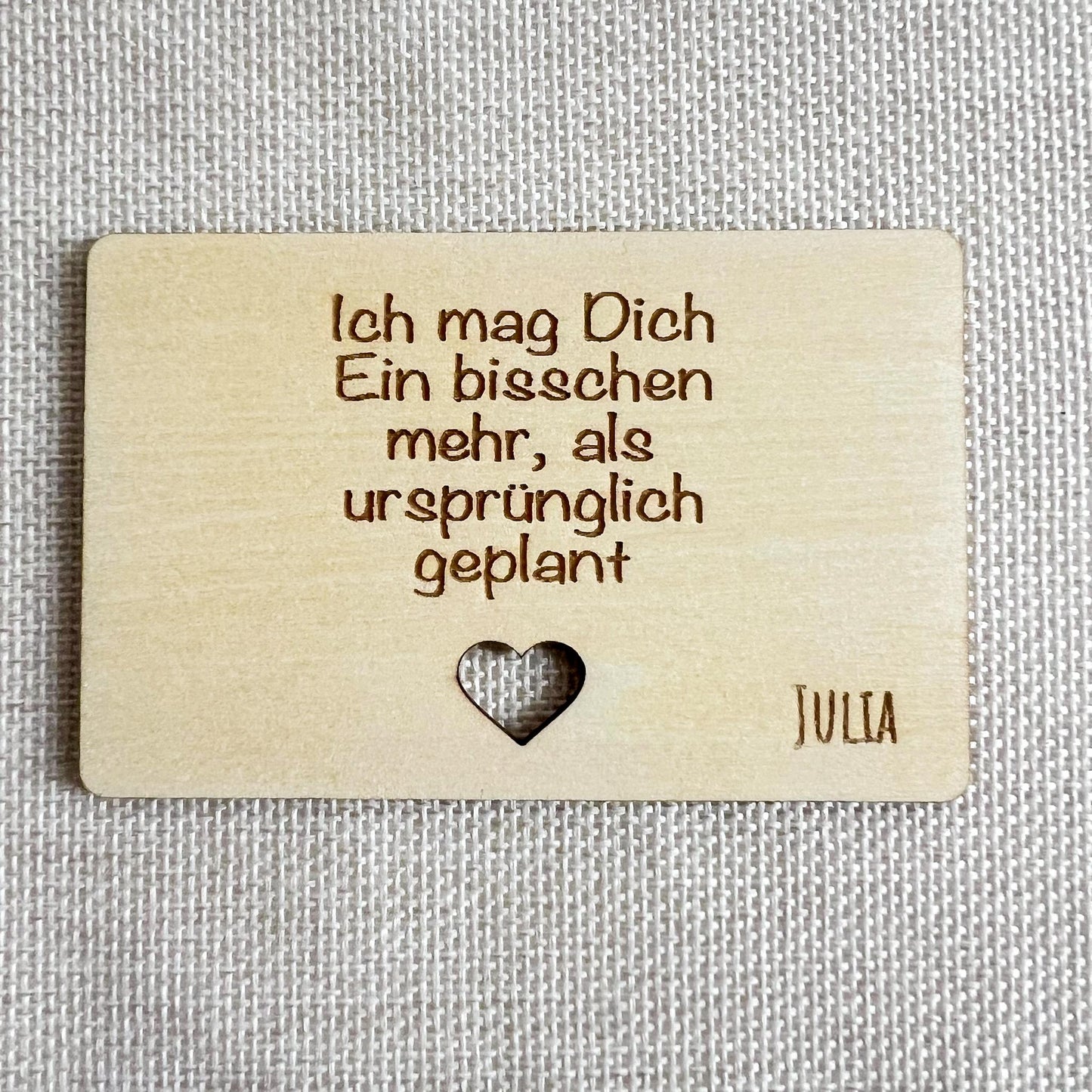 Liebesvisitenkarte mit Umschlag - Holz - Lasegraviert