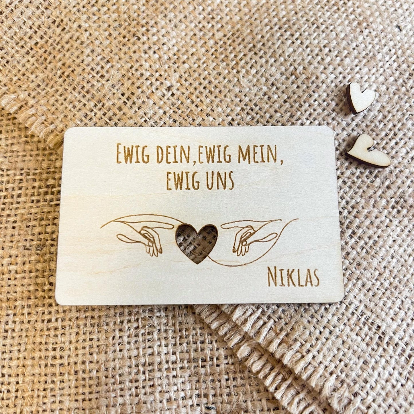 Liebesvisitenkarte mit Umschlag - Holz - Lasegraviert