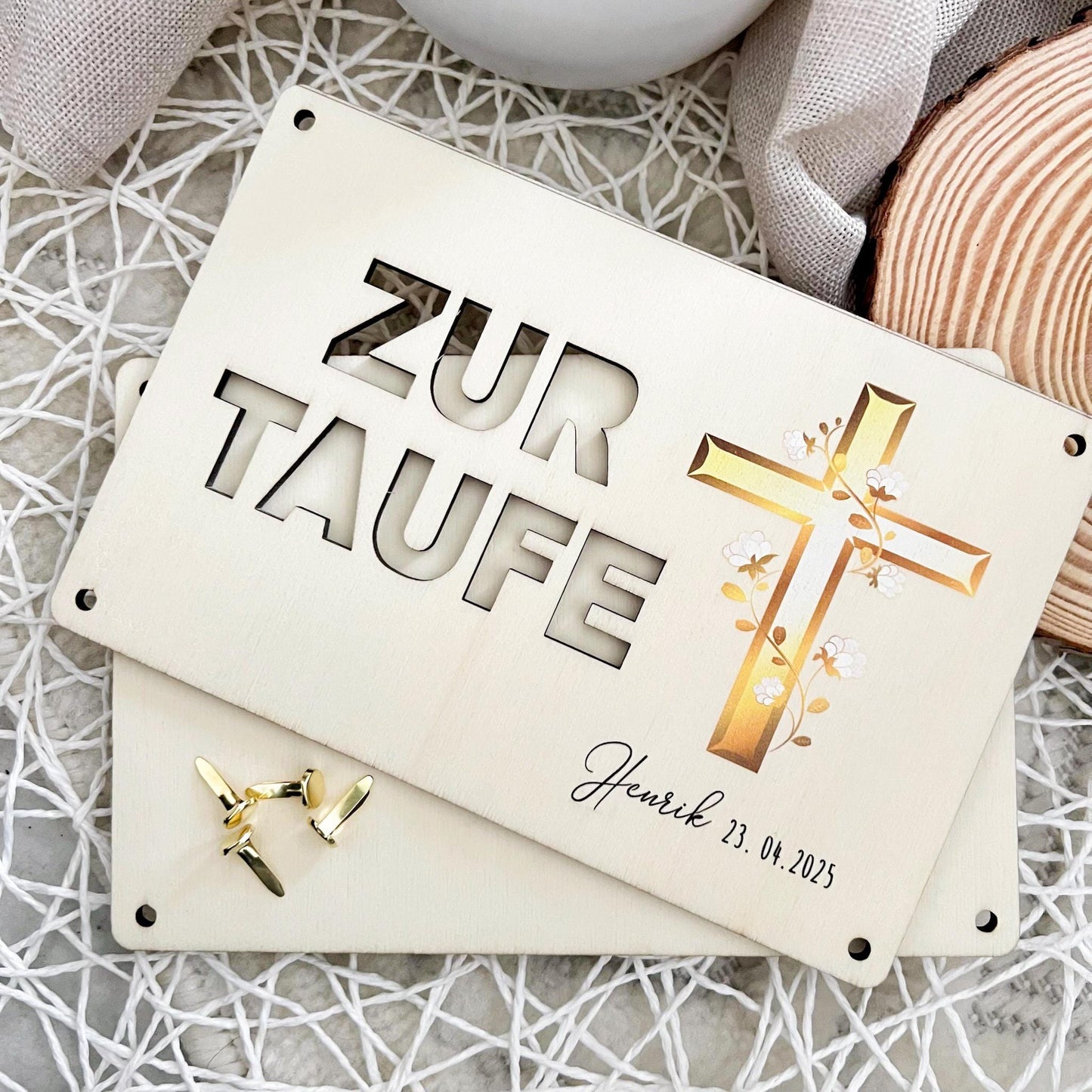 Geschenkkarte zur Taufe - Kreuz - UV-Druck