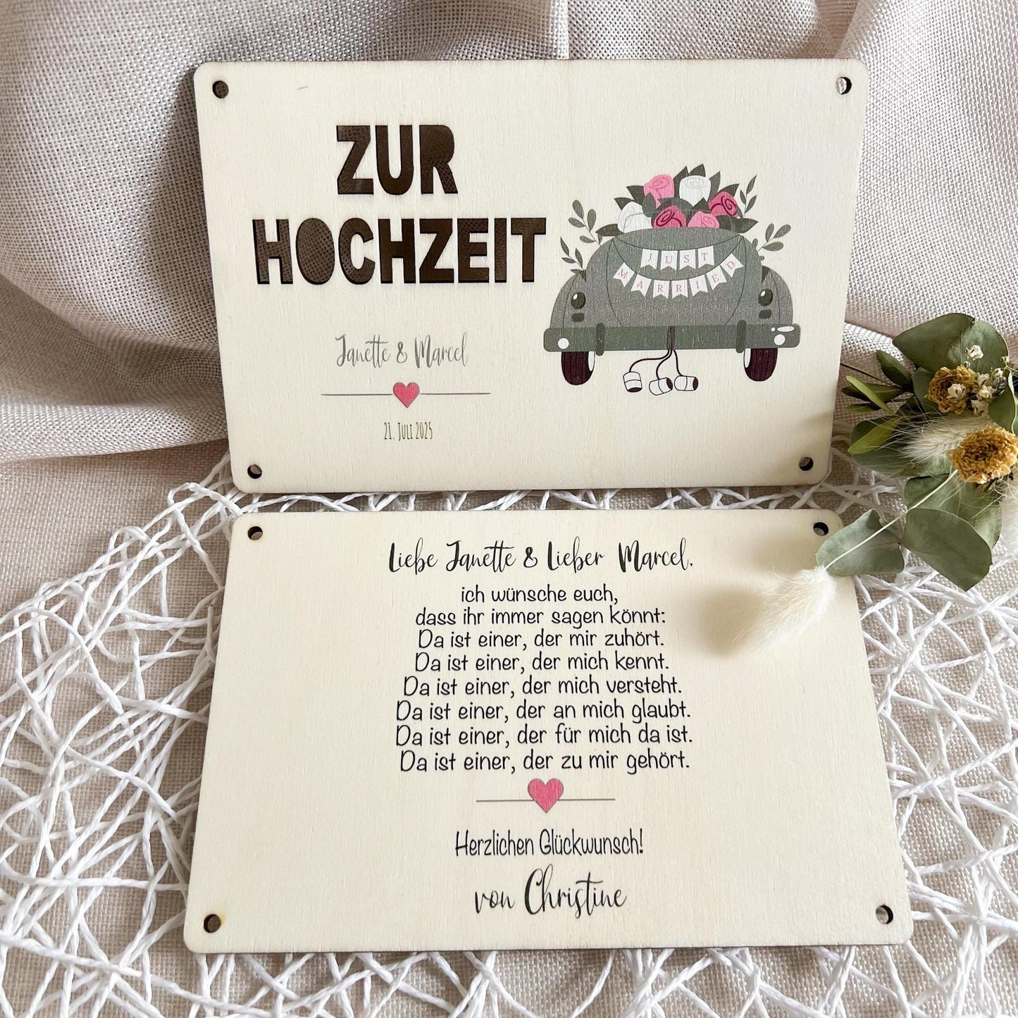 Geschenkkarte Hochzeit - Hochzeitsauto