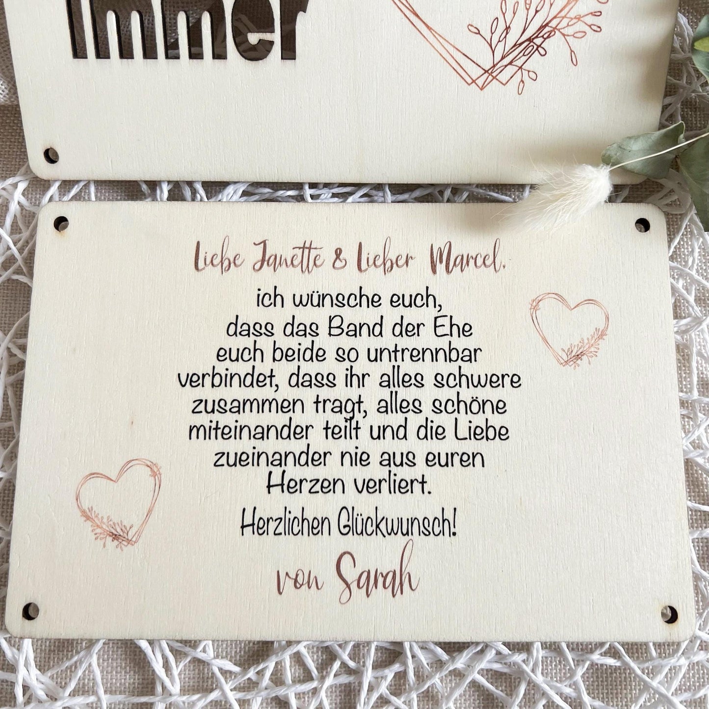Geschenkkarte Hochzeit - Herz - Lasergraviert