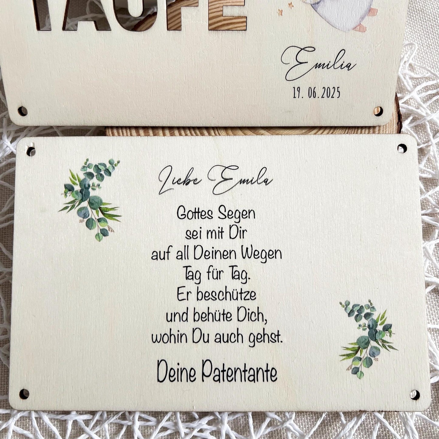 Geschenkkarte zur Taufe - Engel - UV-Druck