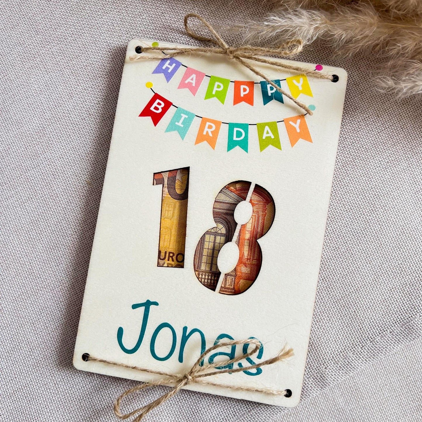 Geburtstagskarte 18 - Happy Birthday Wimpel Hochkant - UV-Druck