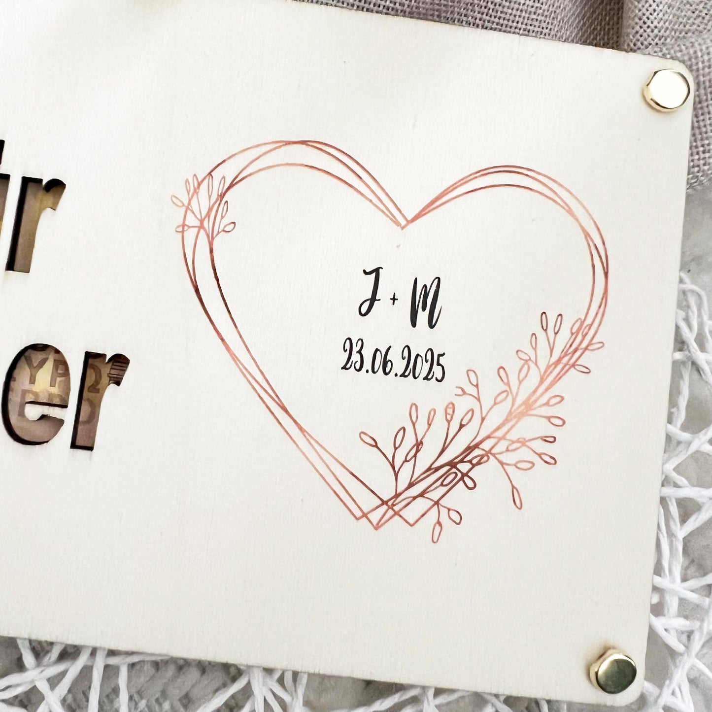 Geschenkkarte Hochzeit - Herz - Lasergraviert