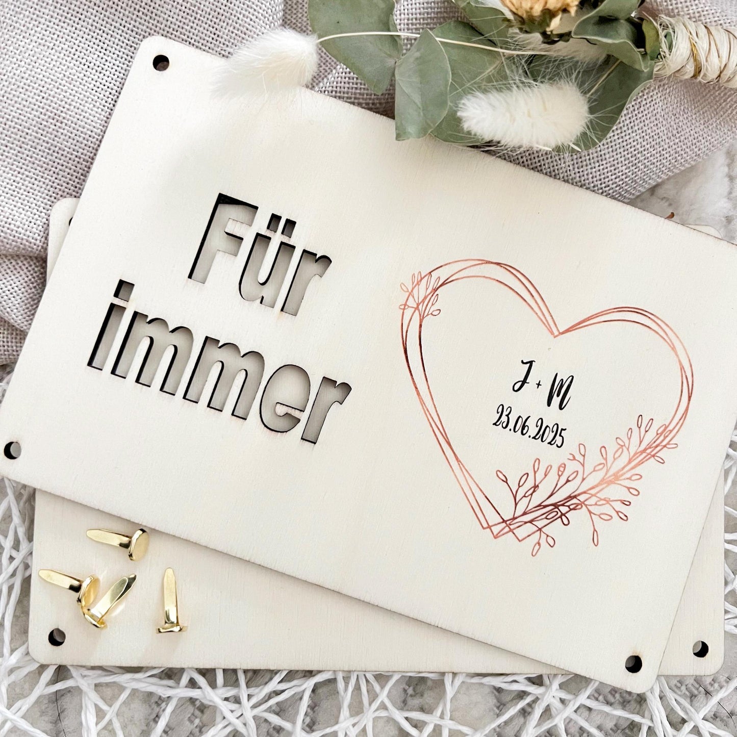 Geschenkkarte Hochzeit - Herz - Lasergraviert