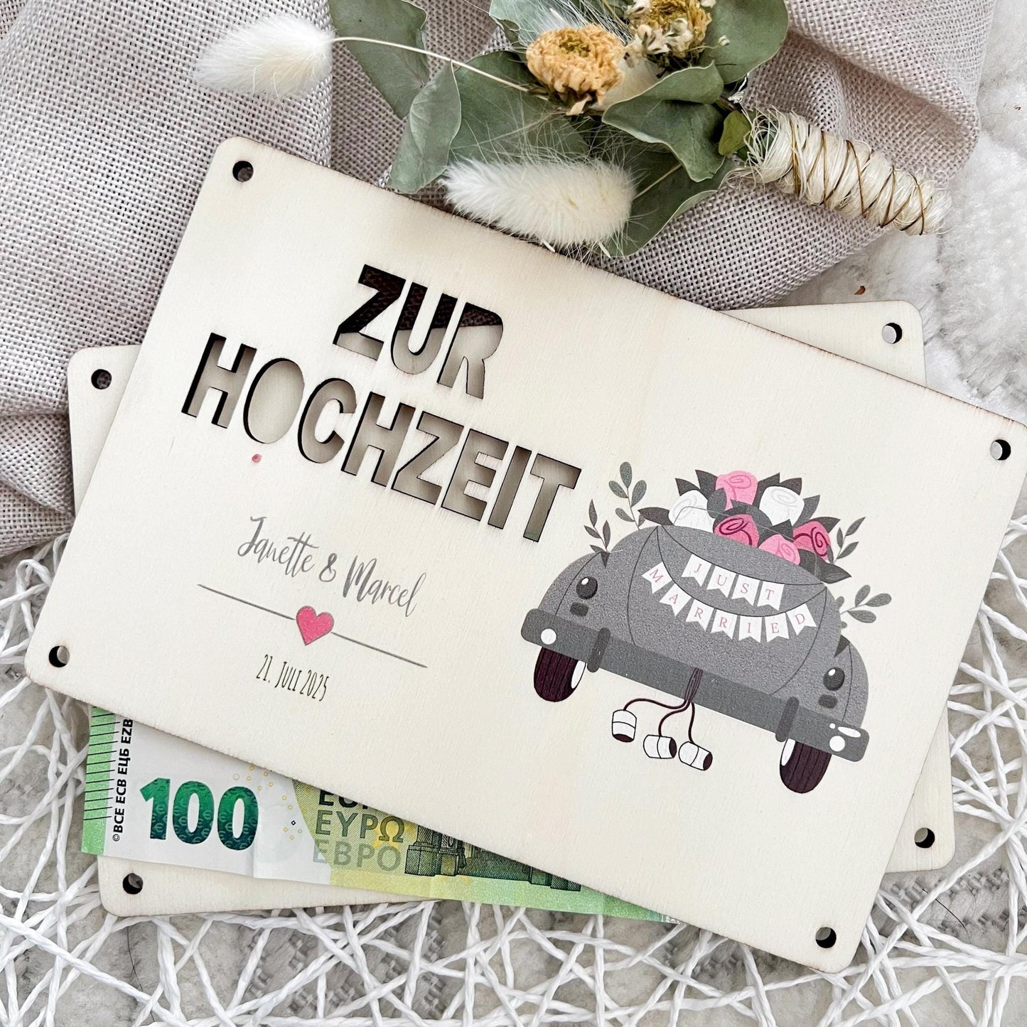 Geschenkkarte Hochzeit - Hochzeitsauto