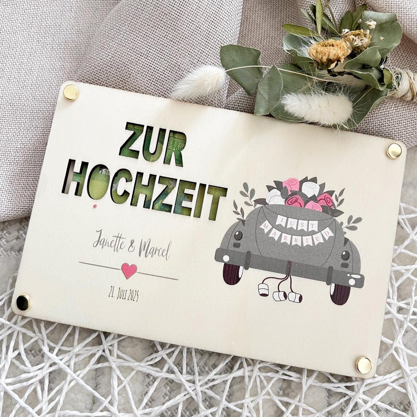 Geschenkkarte Hochzeit - Hochzeitsauto