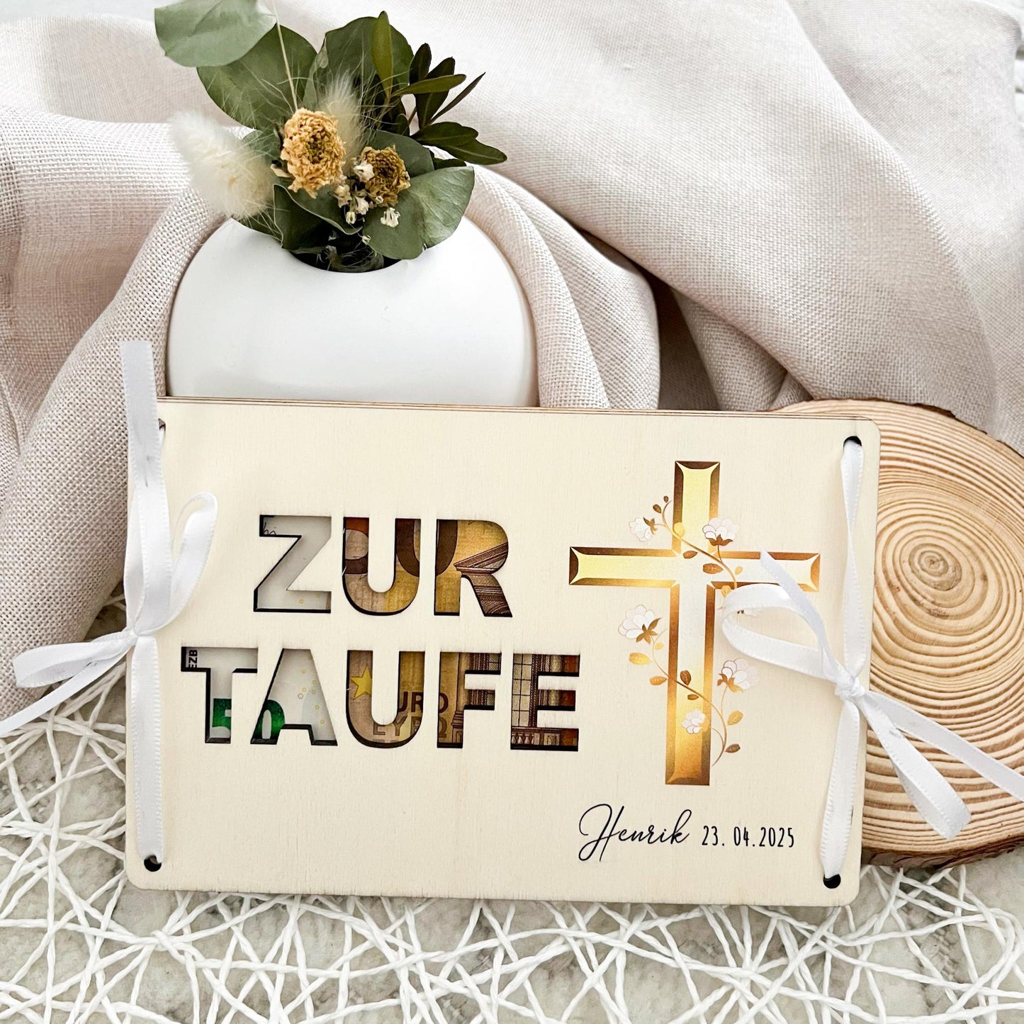 Geschenkkarte zur Taufe - Kreuz - UV-Druck