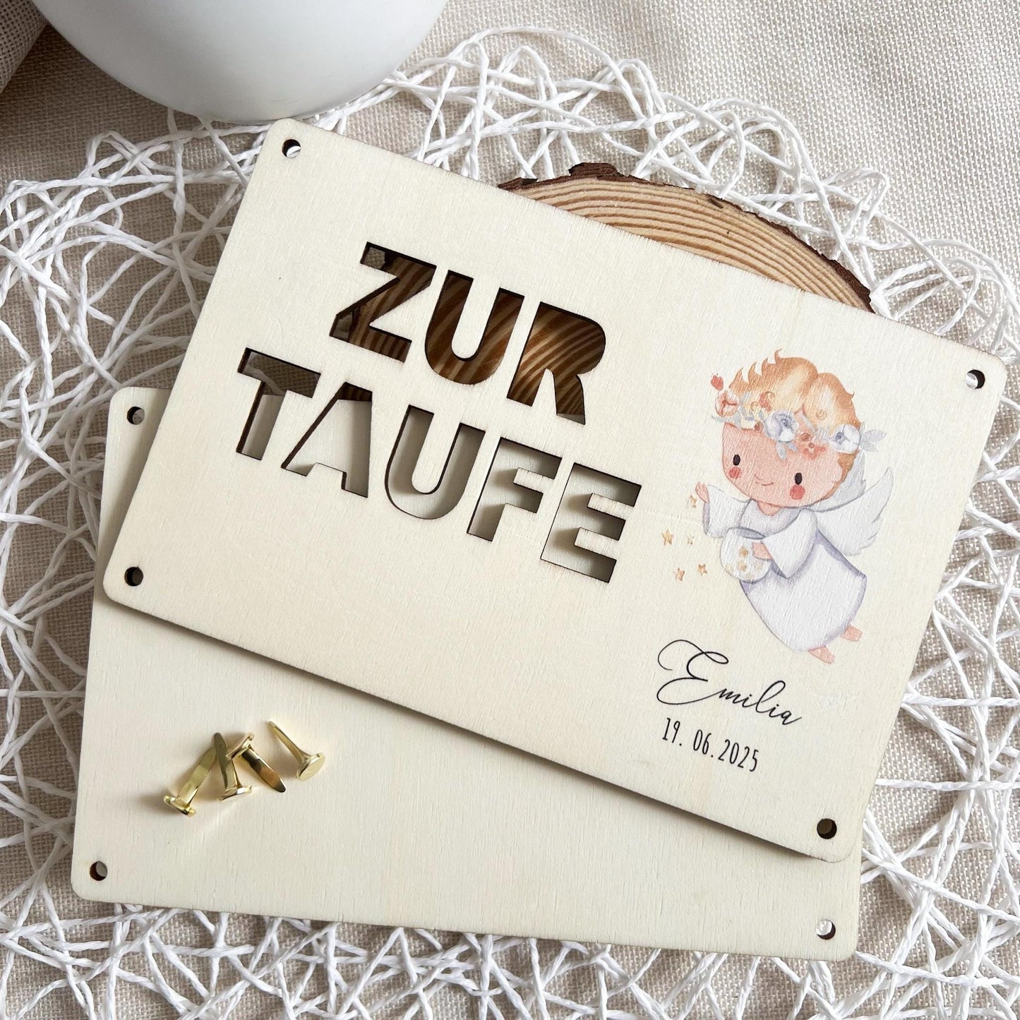 Geschenkkarte zur Taufe - Engel - UV-Druck