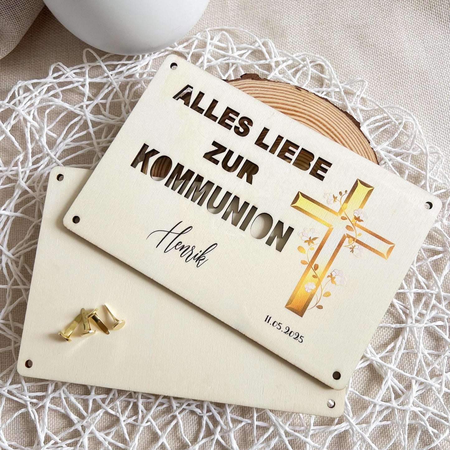 Geschenkkarte zur Kommunion - Kreuz - UV-Druck
