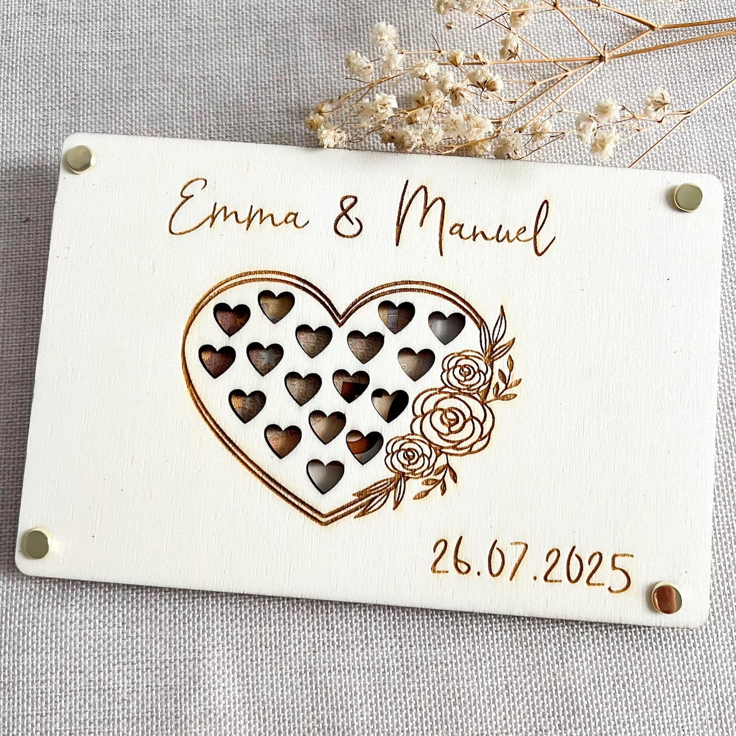 Geschenkkarte Hochzeit - Herz - Lasergraviert