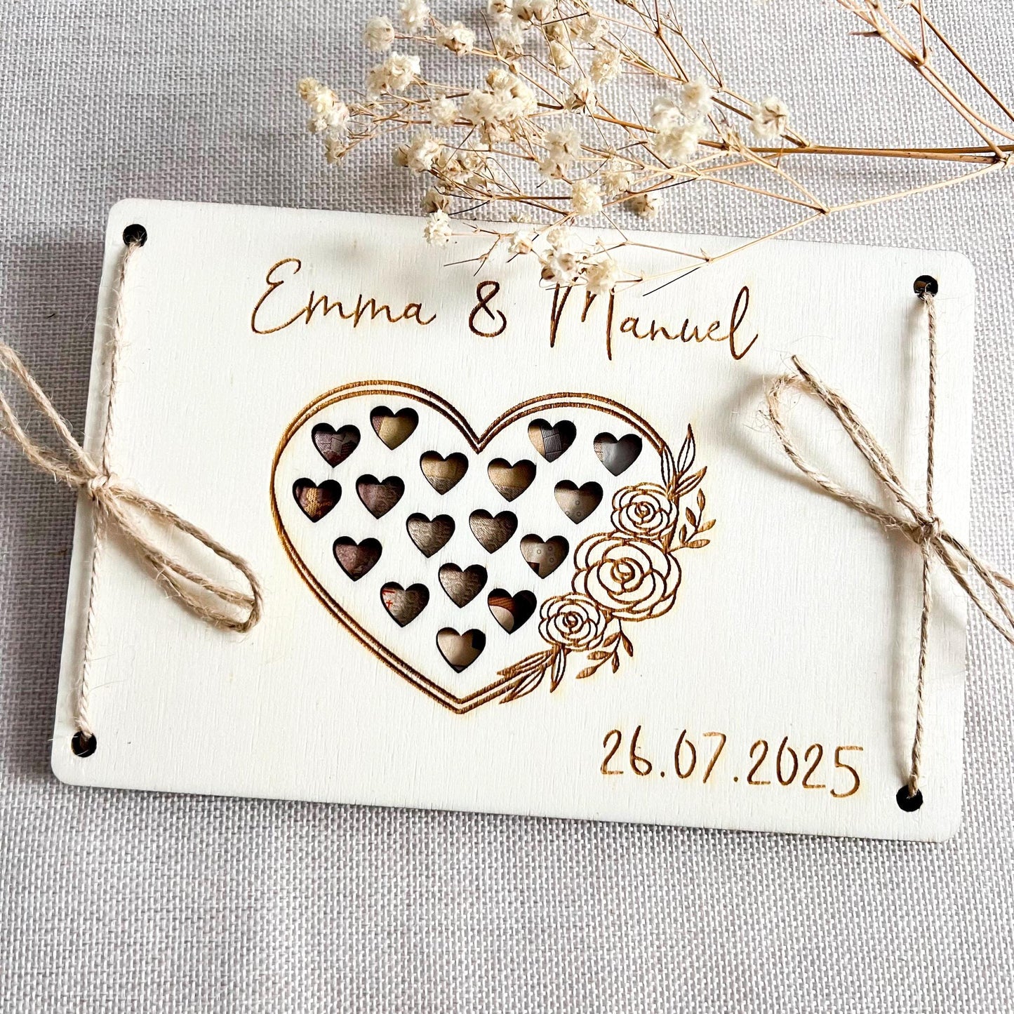 Geschenkkarte Hochzeit - Herz - Lasergraviert