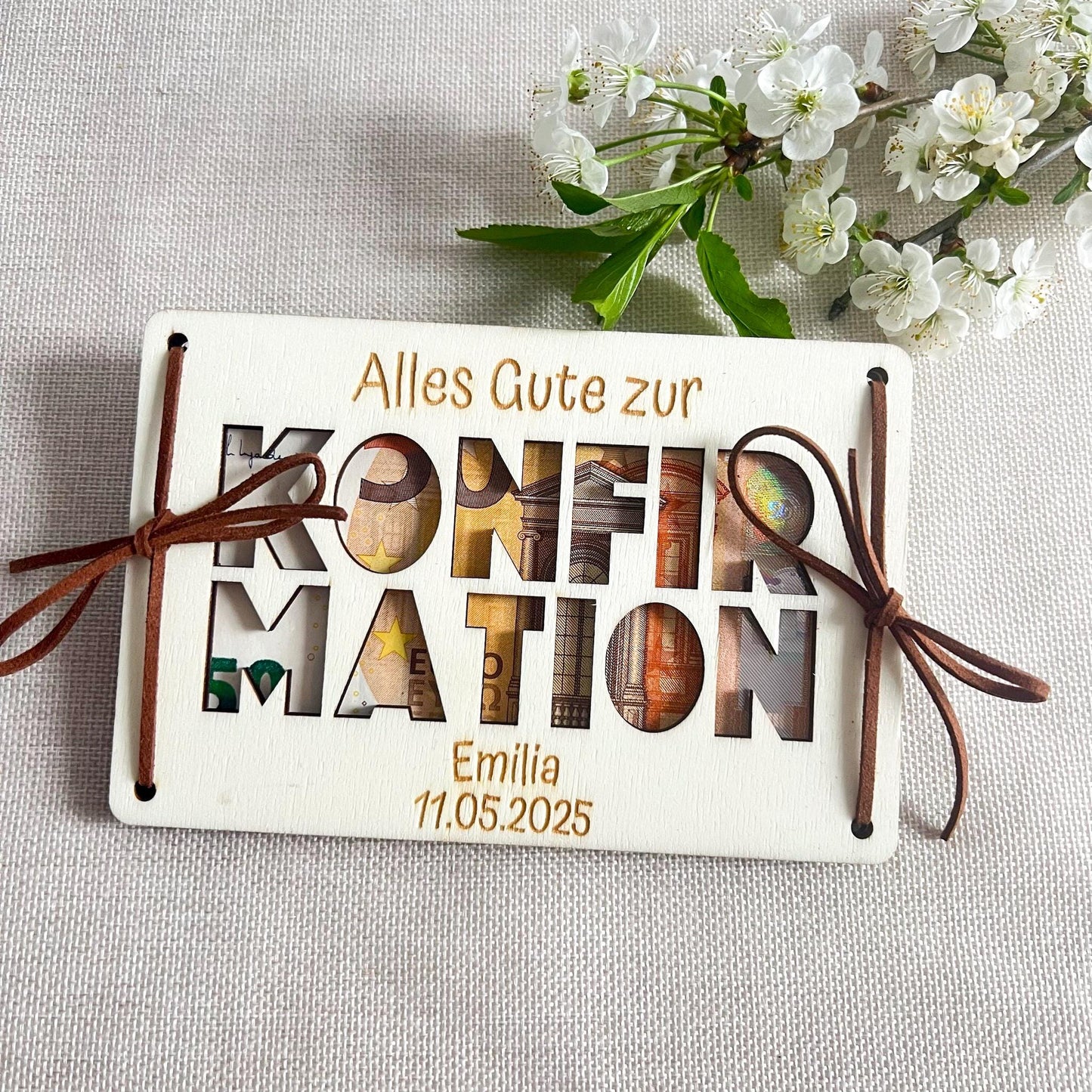 Geschenkkarte Kommunion, Konfirmation, Firmung - Lasergraviert