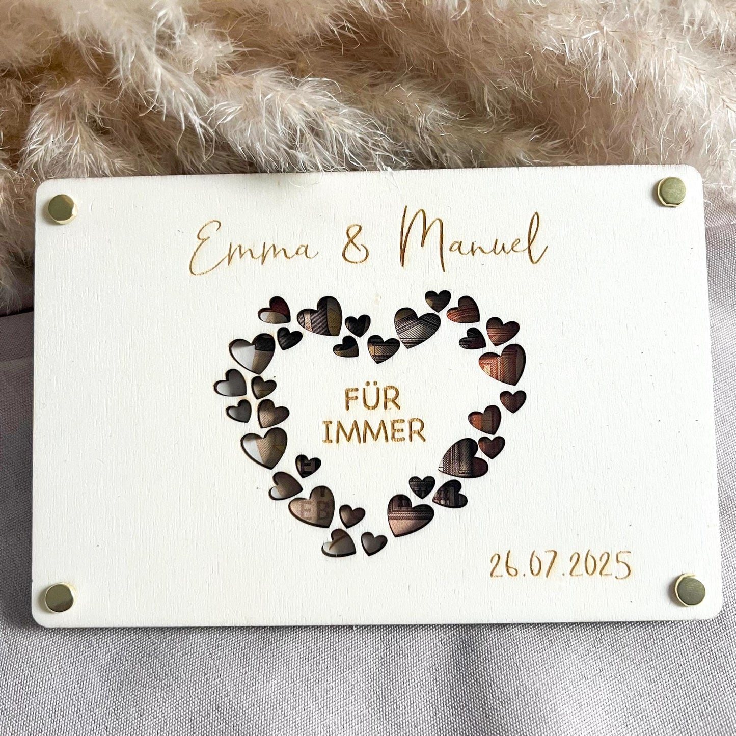 Geschenkkarte Hochzeit - Herz - Lasergraviert