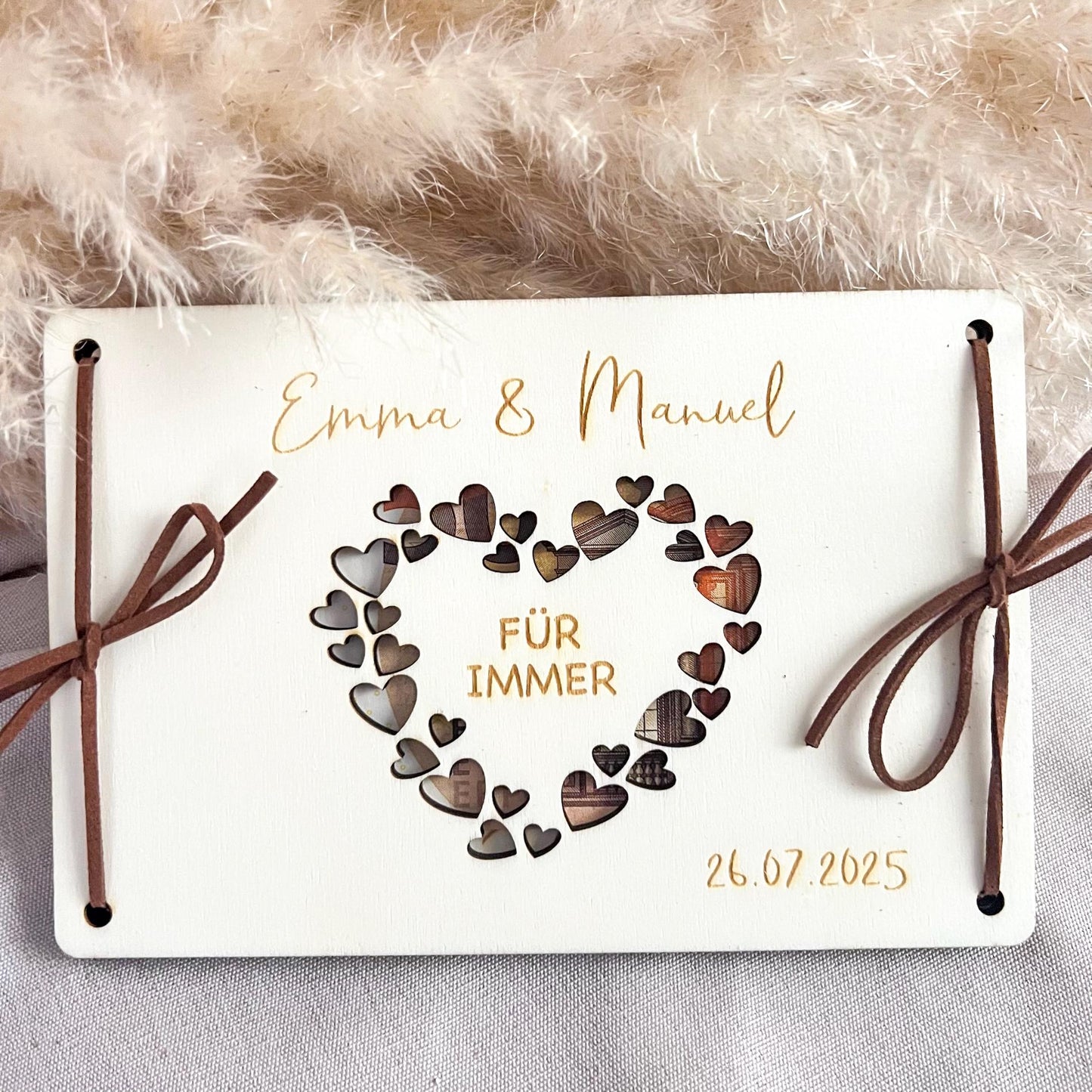 Geschenkkarte Hochzeit - Herz - Lasergraviert