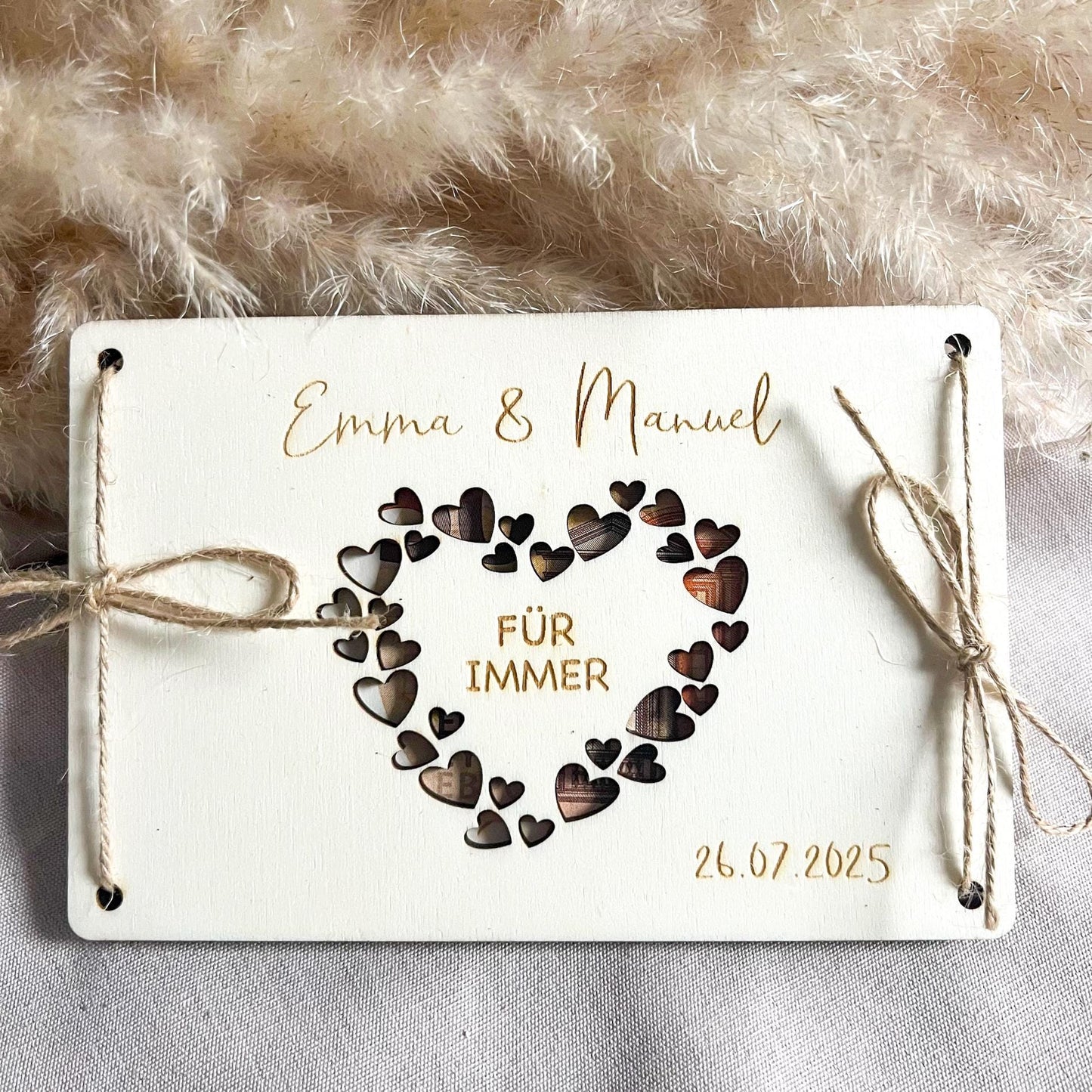 Geschenkkarte Hochzeit - Herz - Lasergraviert